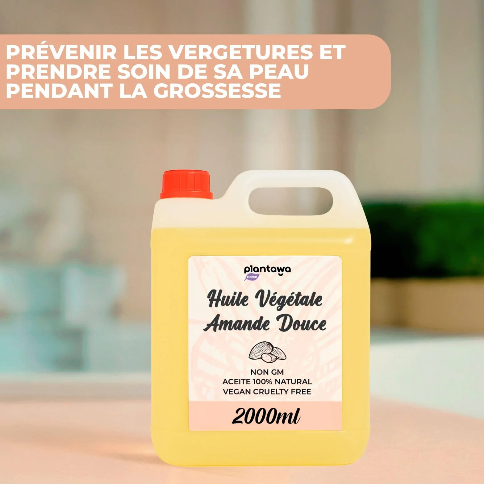 Huile d'amande douce 2L 100% pure soin hydratant intense pour peau cheveux