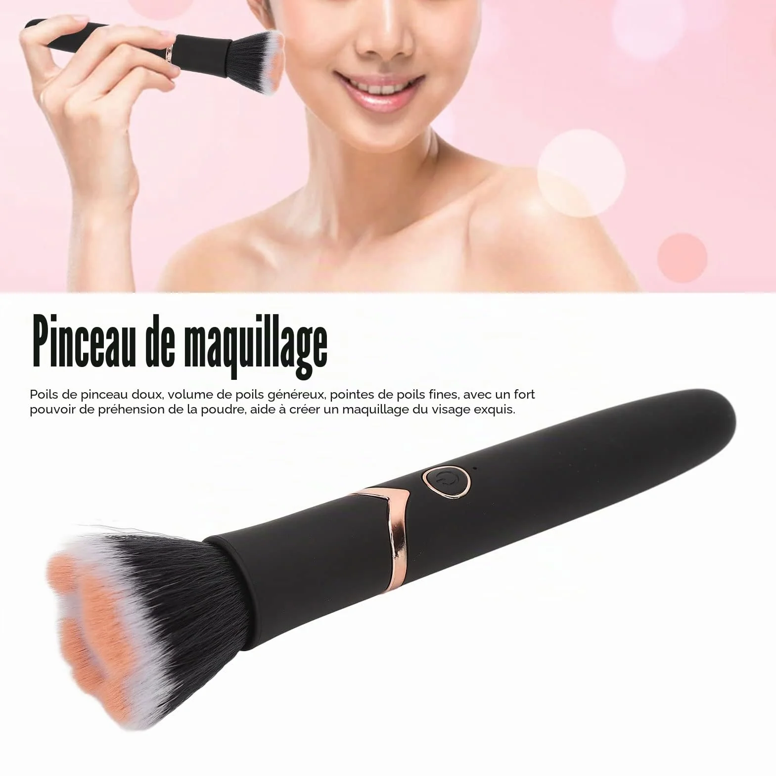 Pinceau de Maquillage Électrique 10 Vitesses Vibrations Massage Nettoyage Cosmétique Visage Yeux Fondation Outil Machine Brosse Professionnelle pour Soins Cutanés