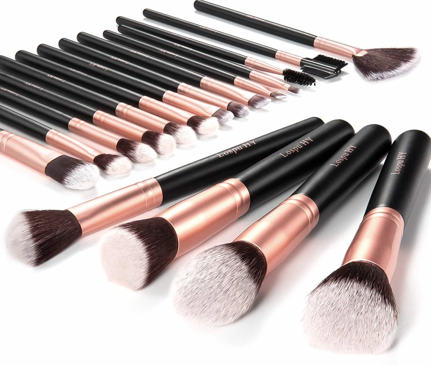 Pinceaux Maquillage Rose Doré Synthétiques 18 PCS Set pour Fond De Teint Poudre Visage Blush Concealers Ombres à Paupières