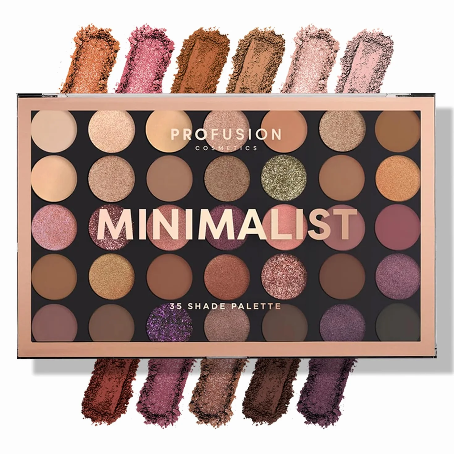 Profusion Cosmetics Palette de fards à paupières minimaliste de 35 nuances, soyez créatif avec des nuances nude mélangables et des finitions pailletées, palette de fards à paupières nude de qualité