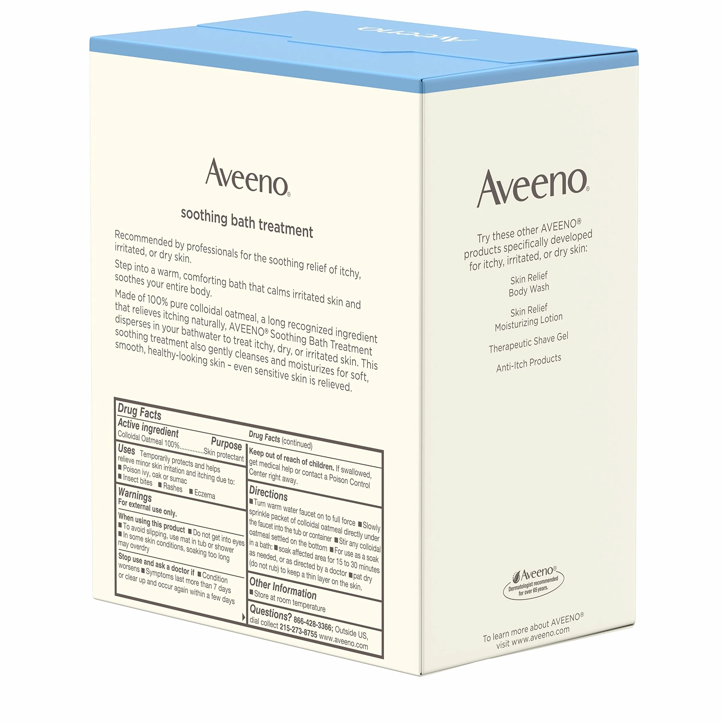 Aveeno Traitement de bain apaisant pour démangeaisons, peau irritée, 8 fils