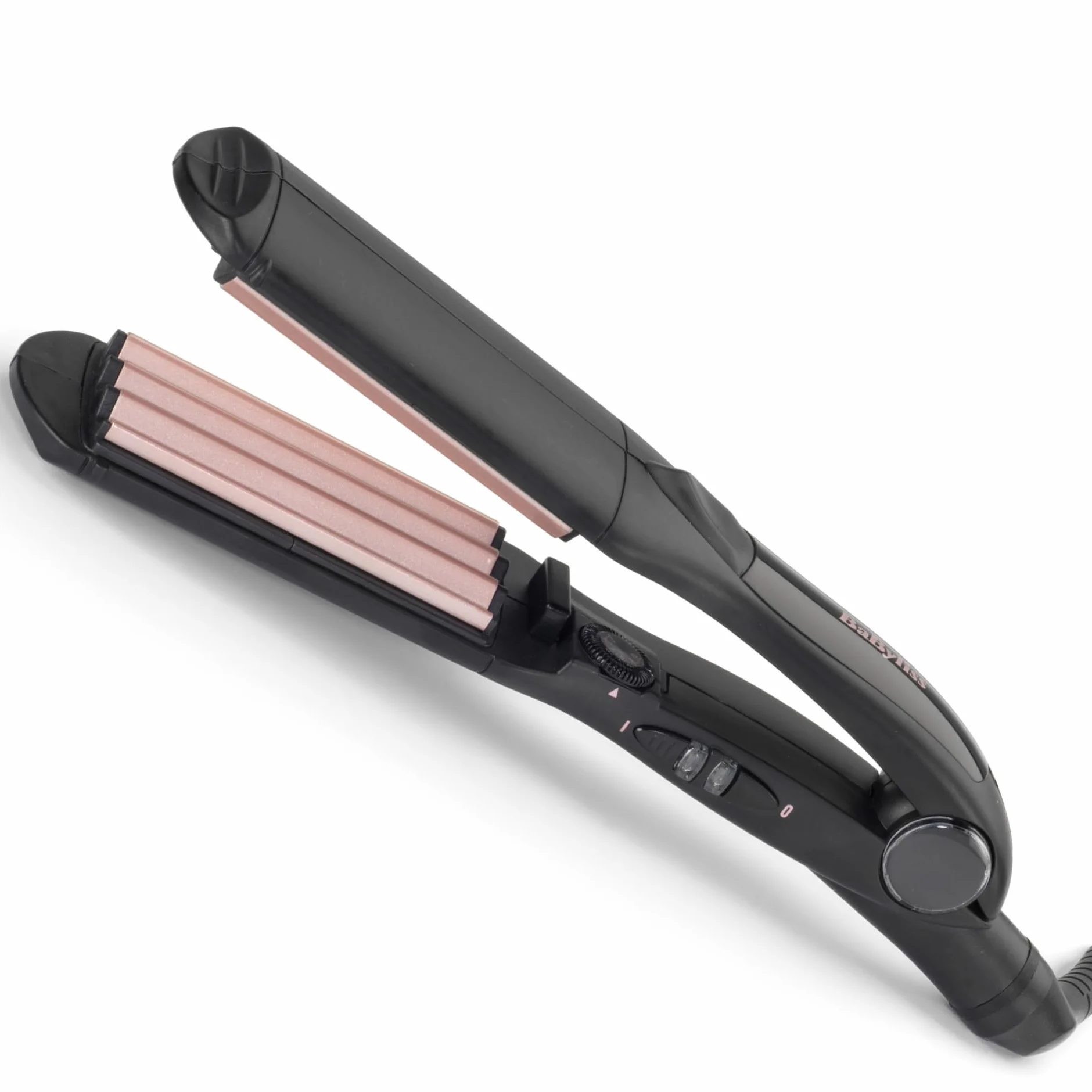 BaByliss Fer à gaufrer Crimper - Revêtement Tourmaline-céramique, 10 réglages de température jusqu'à 210°C, appareil de coiffure professionnel, Noir, 2165CE