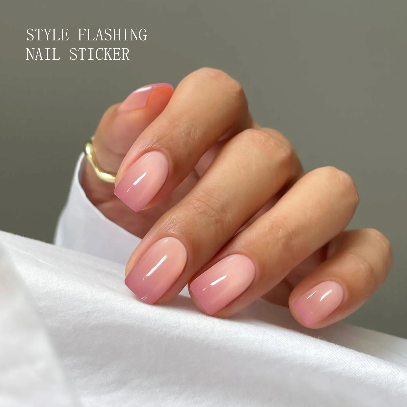 Autocollant Ongles Gel UV Dégradé Rose Nail Art Stickers Semi-durci Deco Ongle Design Manucure