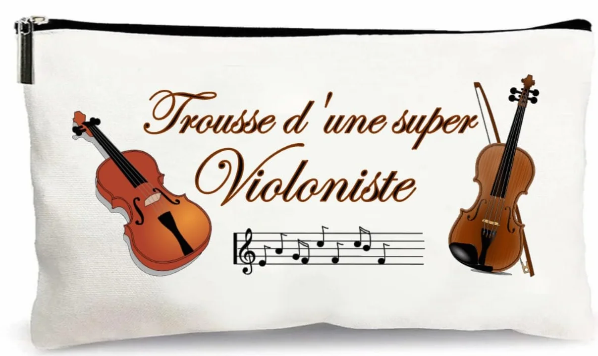 Trousse beige faite main pour violoniste cadeau
