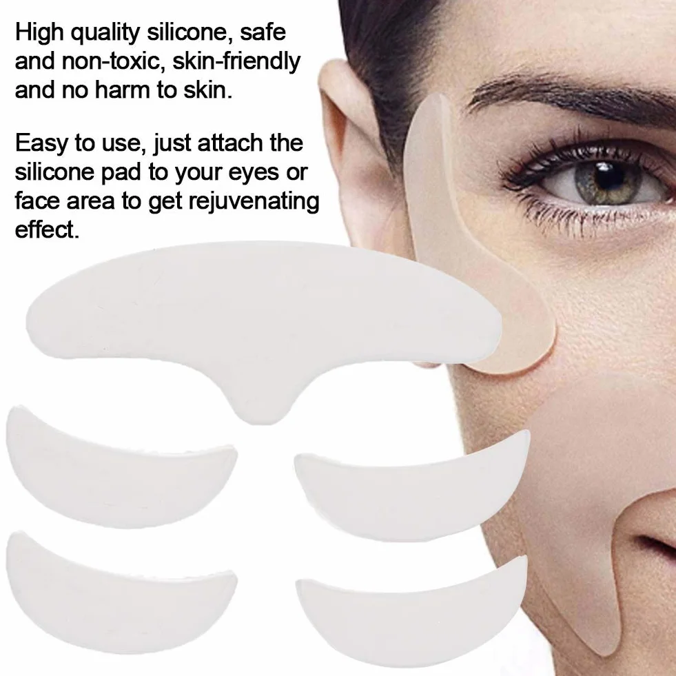 Patchs anti-rides en silicone réutilisables lot de 5 pour le visage