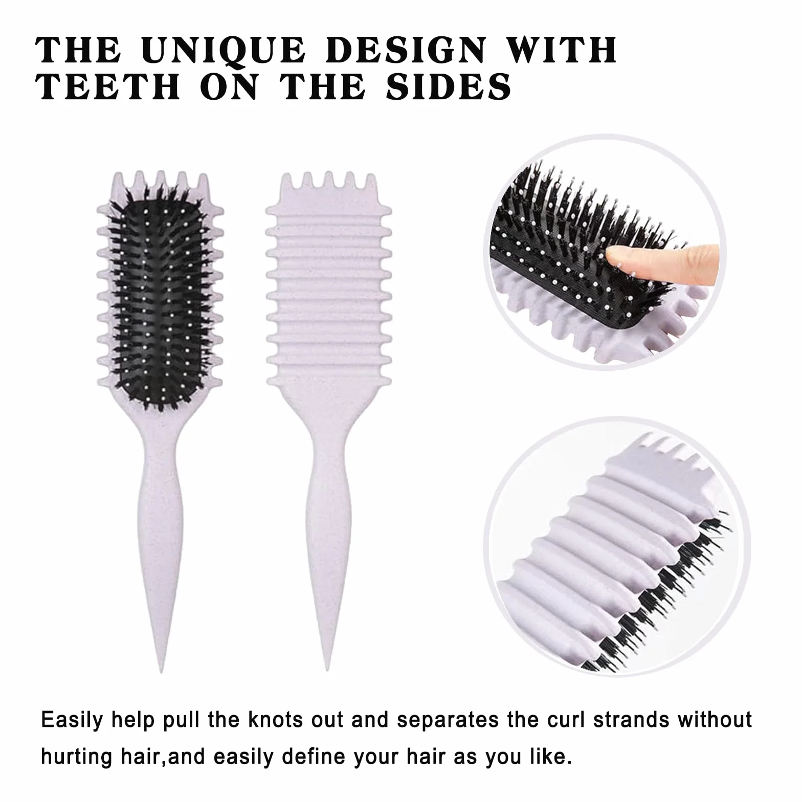 Brosse Cheveux Bouclés Anti-Frizz Démêlante Rebondissement Beige