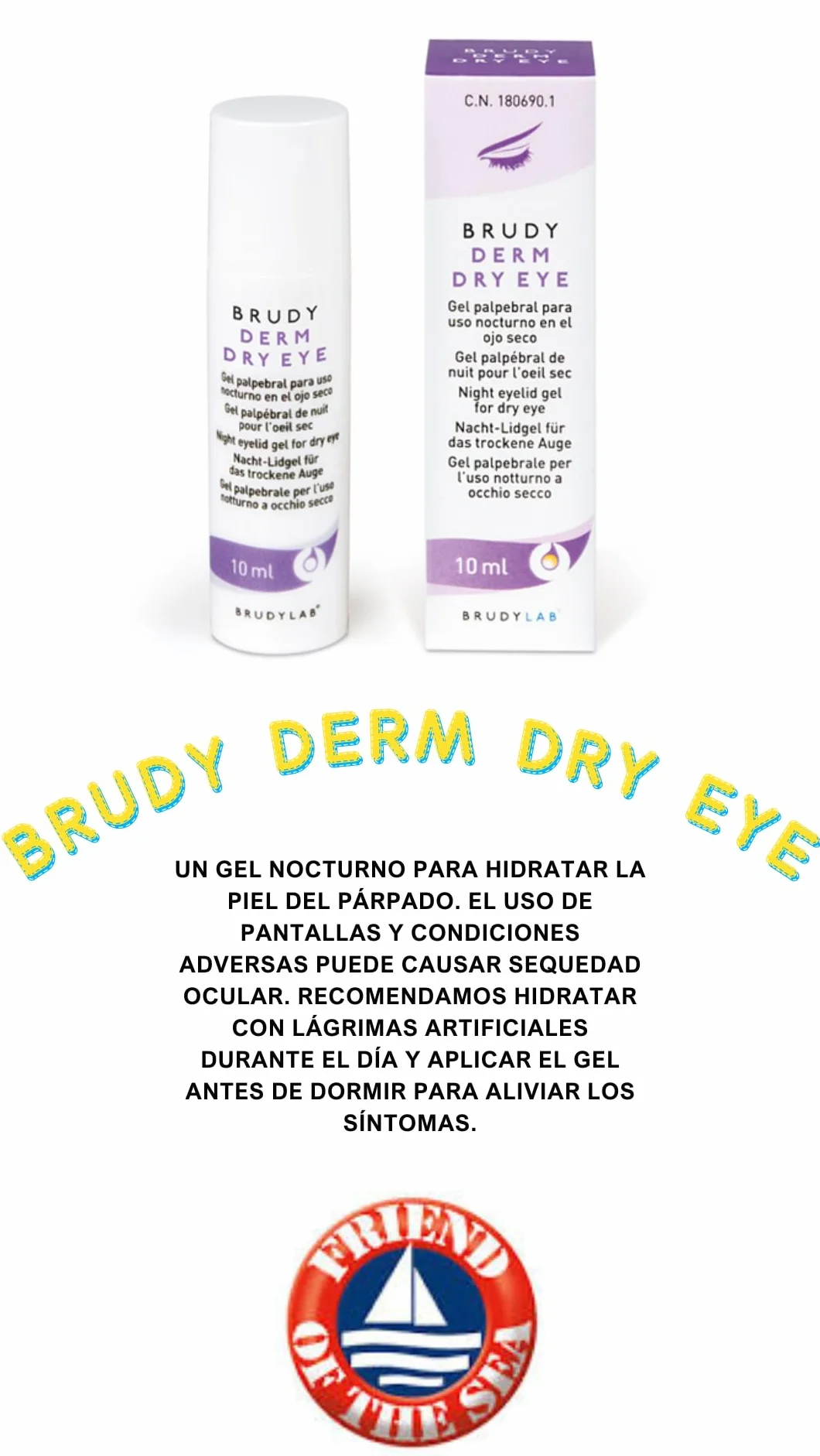 BRUDYLAB - Brudy Derm Gel Yeux Secs 10 ml - Gel Hydratant de Nuit pour la Peau des Paupières - Soin des Yeux Secs - Hydrate et Décongestionne la Peau des Paupières