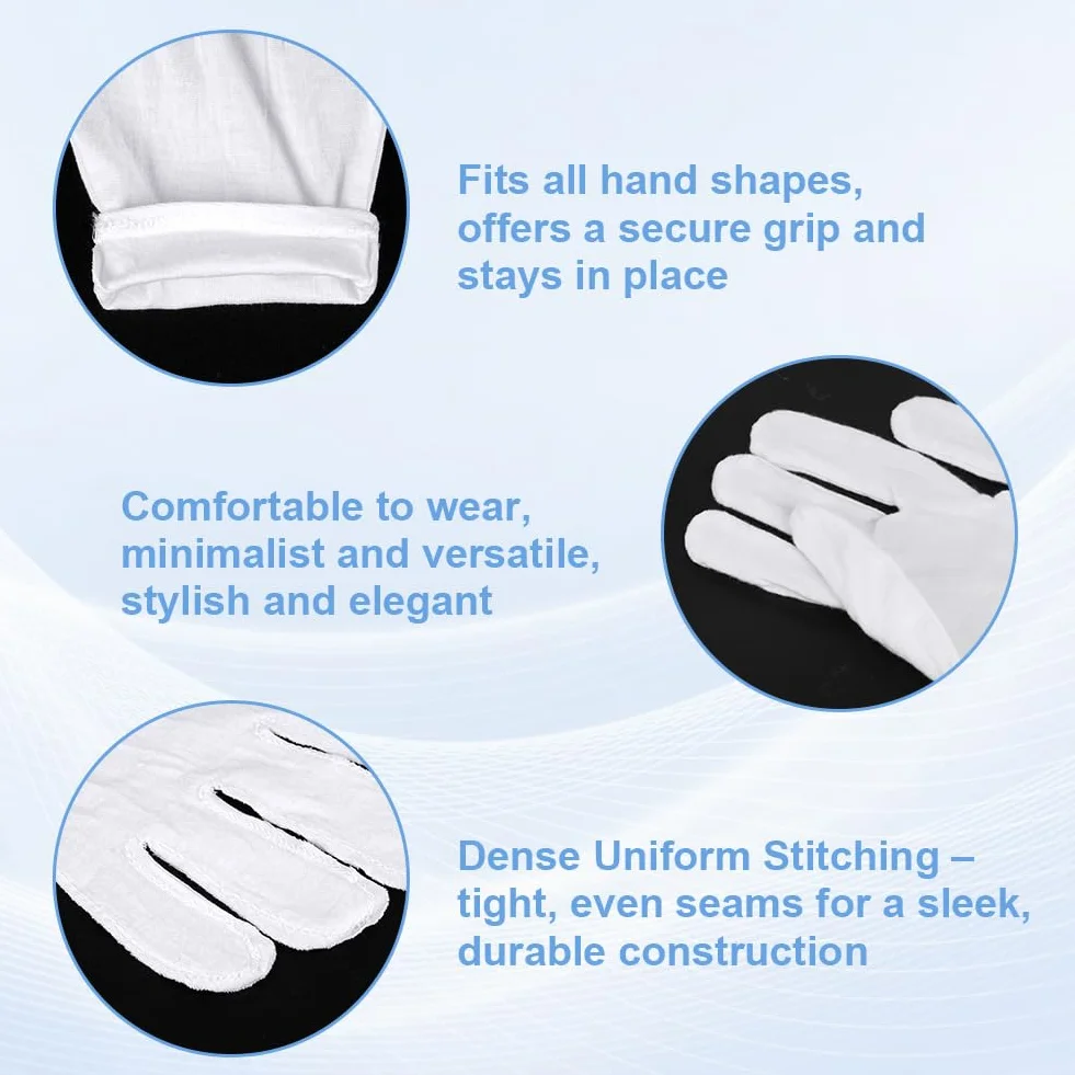 Gants Hydratants Enfants 3 Paires Coton Blanc Lavables Machine Protection Eczéma Mains Sèches Traitement Spa