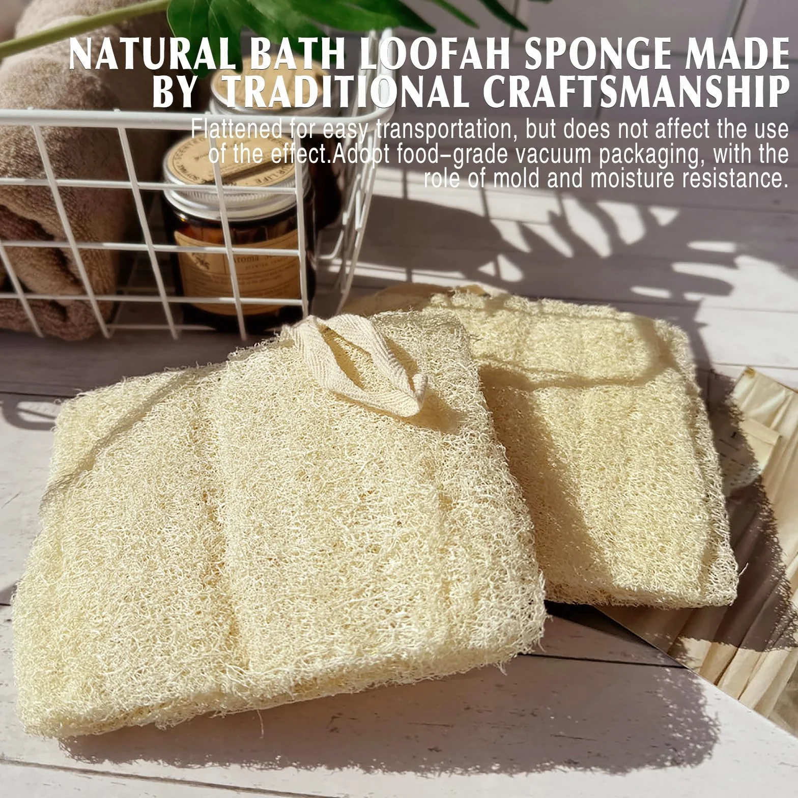 Eponge de douche naturelle Loofah exfoliante 5.5 pouces 3 packs