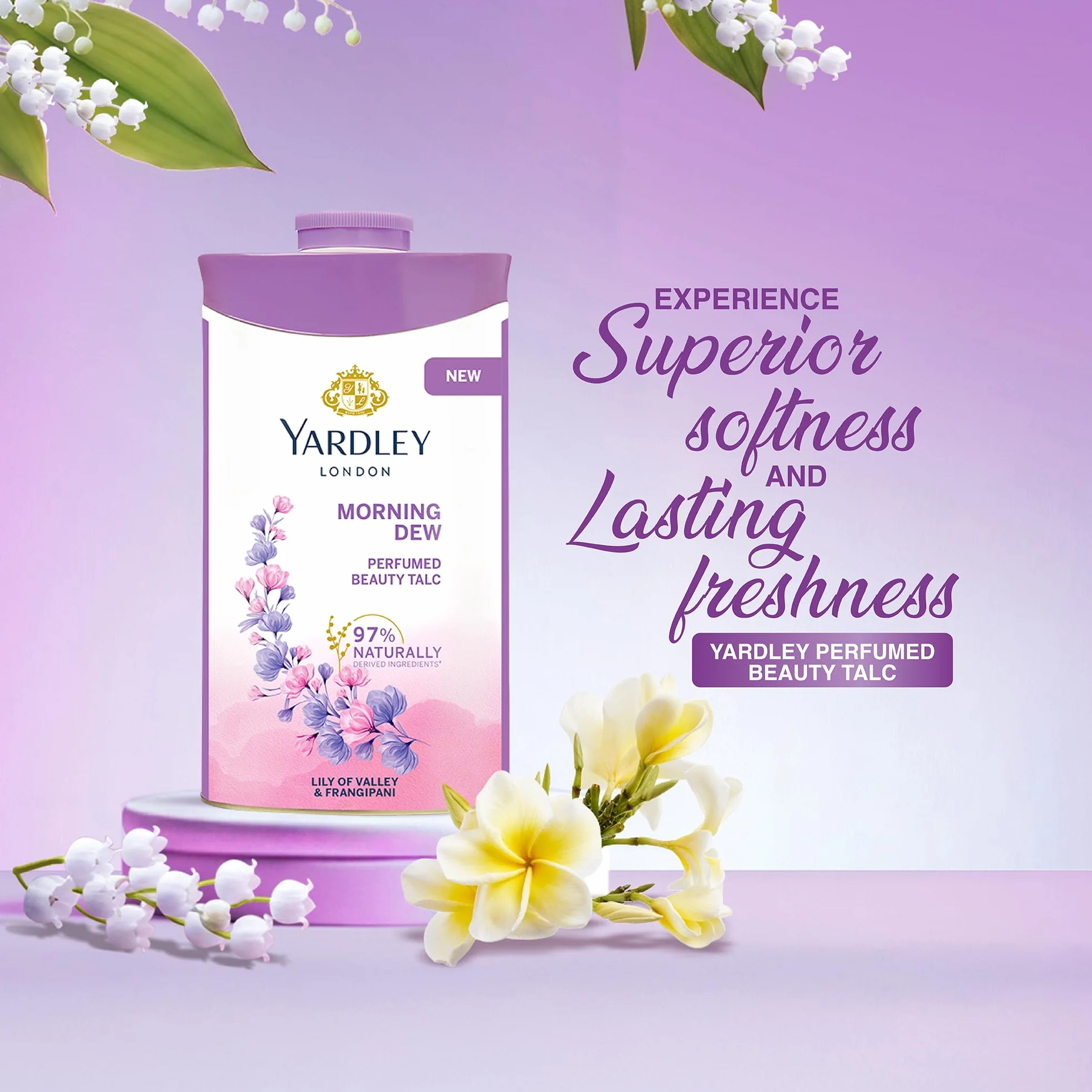 Yardley London Morning Dew Talc parfumé pour femme 250 g