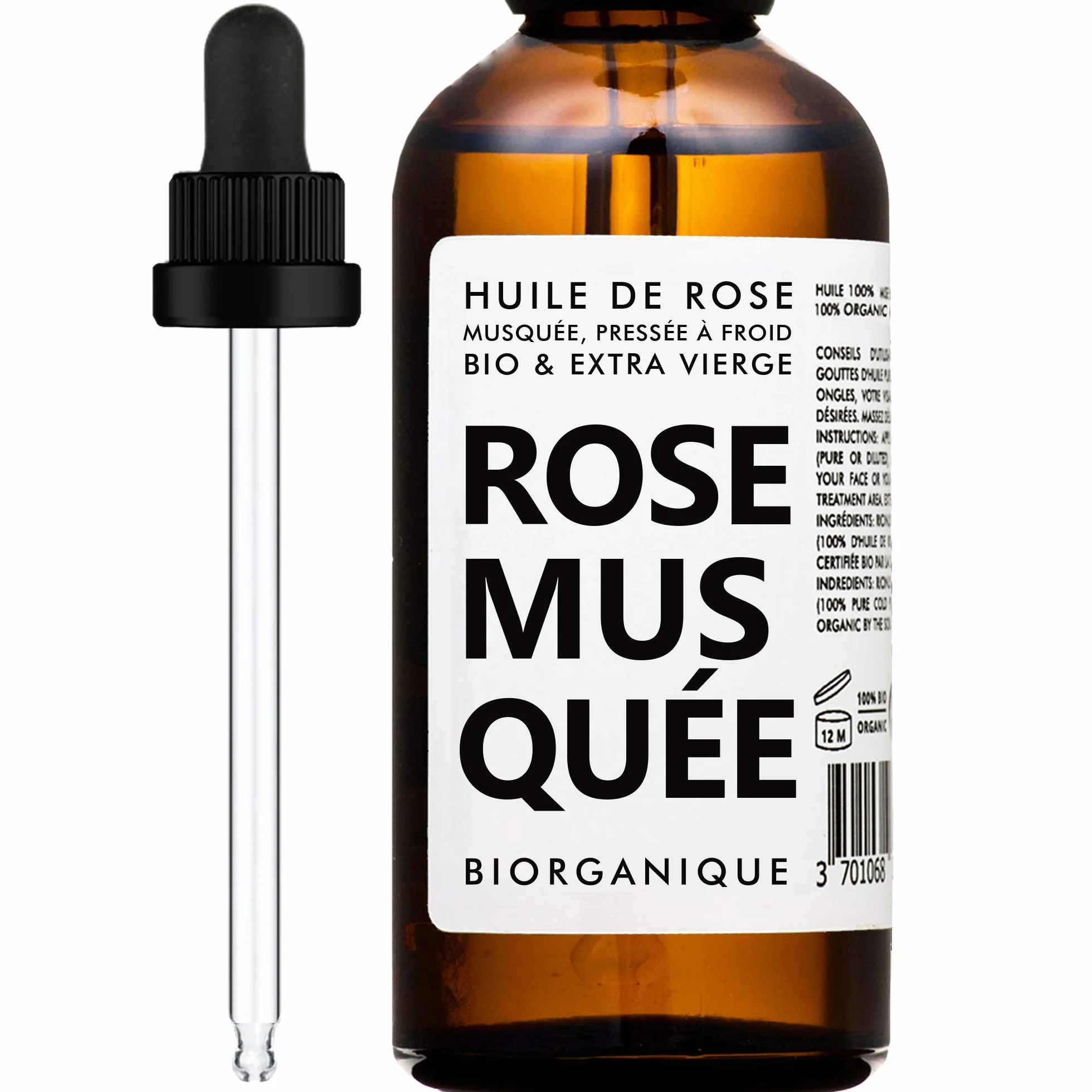 Huile de Rose Musquée BIO 100% Pure Pressée à froid 50 ml Soin Anti-âge Peau Cicatrices Vergetures