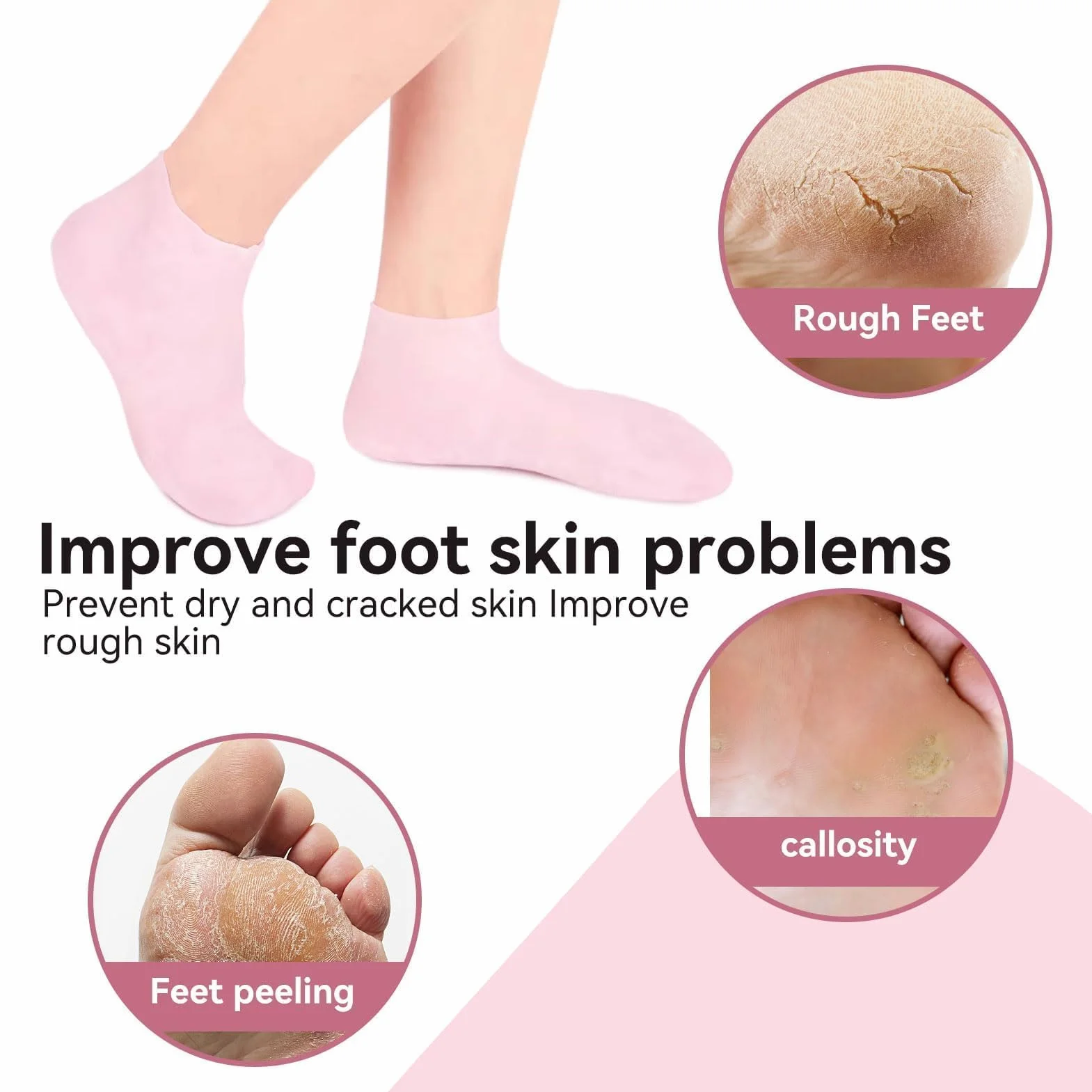 Agatige Chaussettes Hydratantes En Silicone Antidérapantes Adoucissantes Pour Pieds Secs Et Craquelés L 39-41