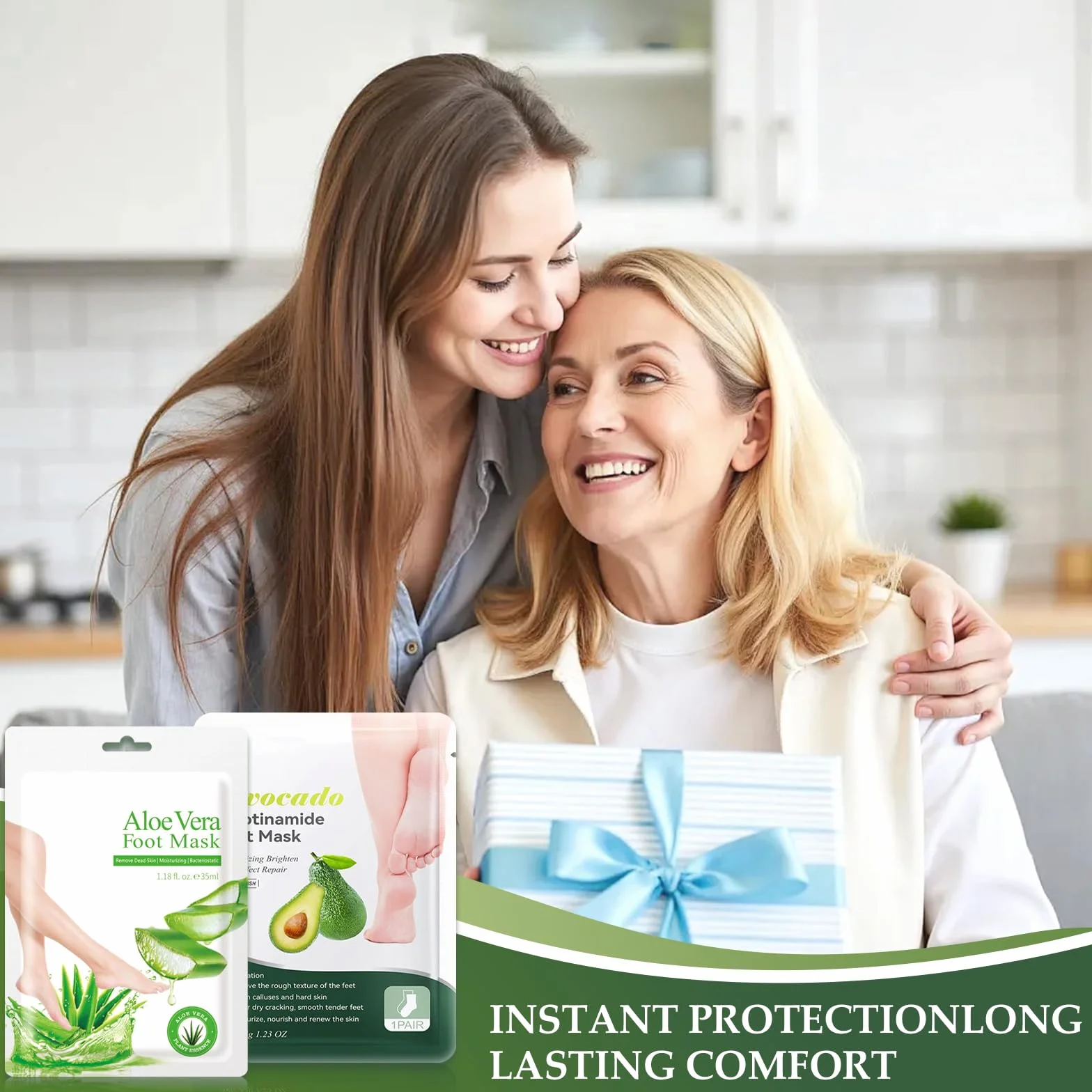 Masque Hydratant Pieds Aloe Vera Avocat, Soin Nourrissant Exfoliant Callosités, Pieds Secs Abîmés Talons Lisses