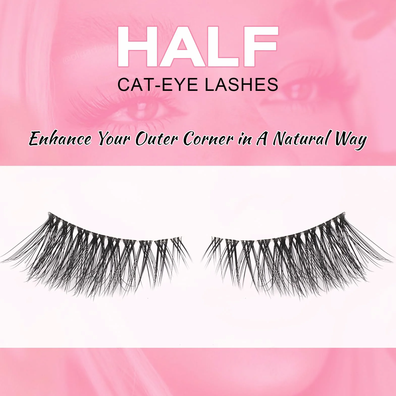 Sixstarhair Demi Faux Cils Bande Transparente 3D Naturel Half Lashes Oeil de Chat Reutilisable 10 Paires