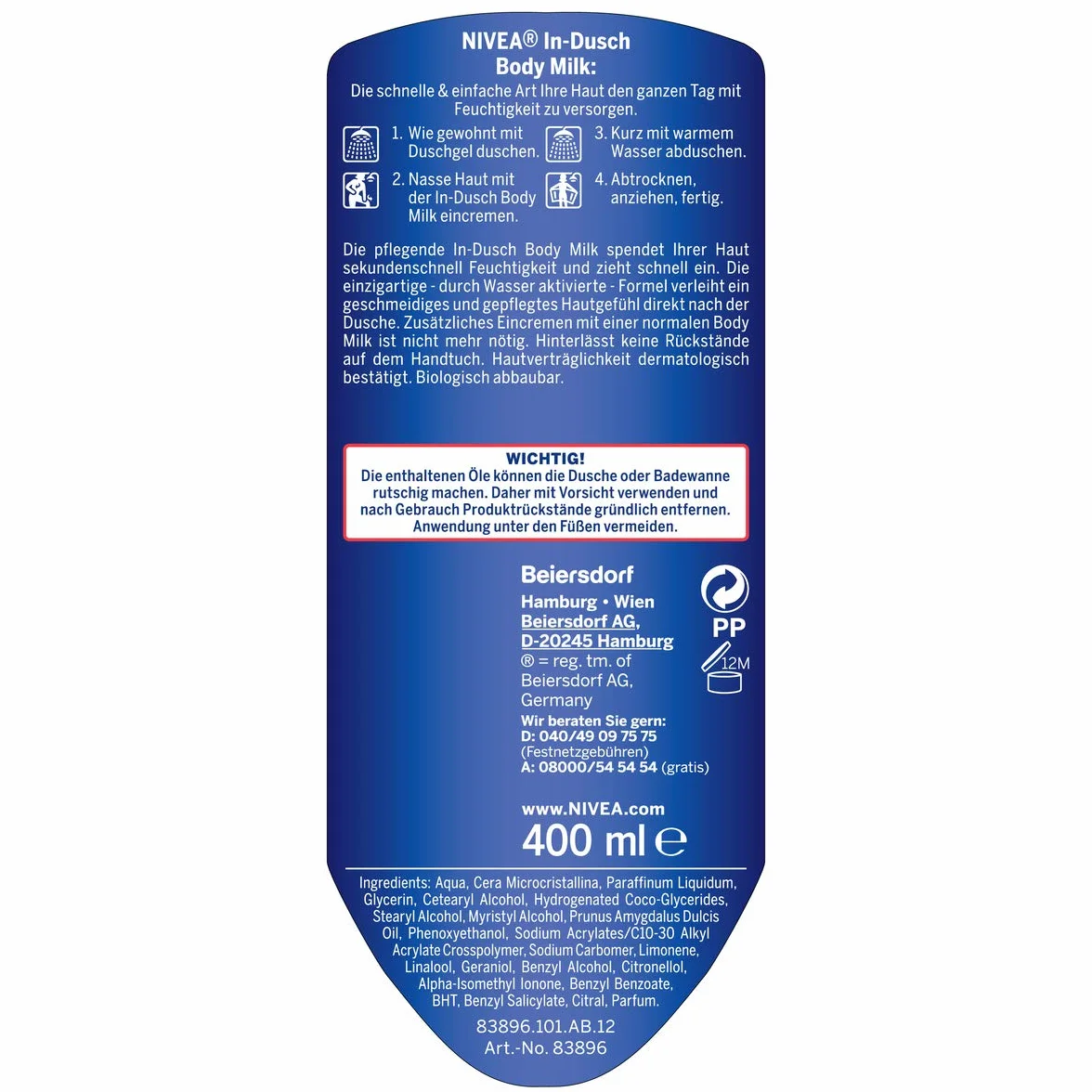 Nivea Lait Corps sous la Douche Nourrissant 400 ml