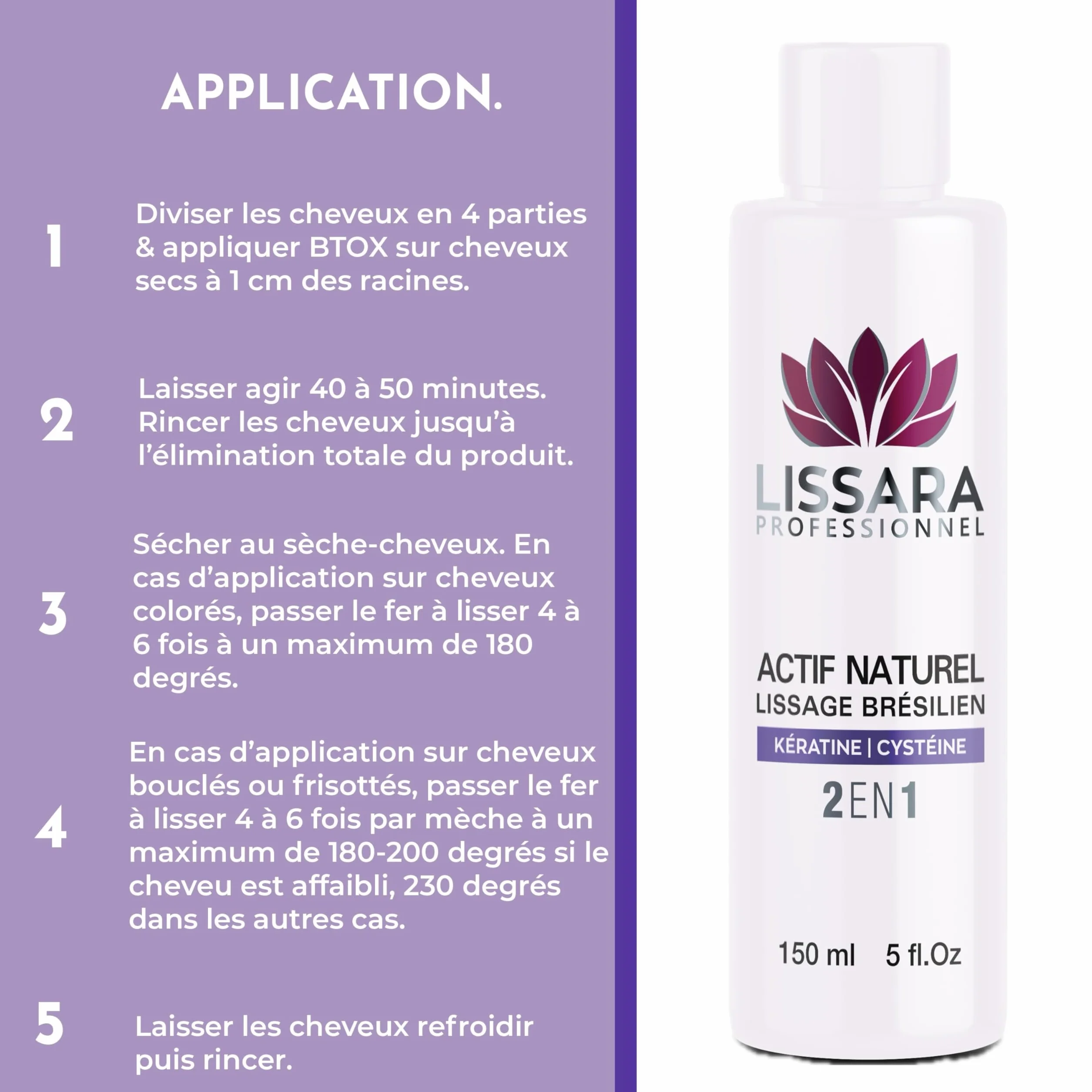 LISSARA Lissage Brésilien 2 en 1 Anti Frisottis Soin profond Kératine Protéine 150ml