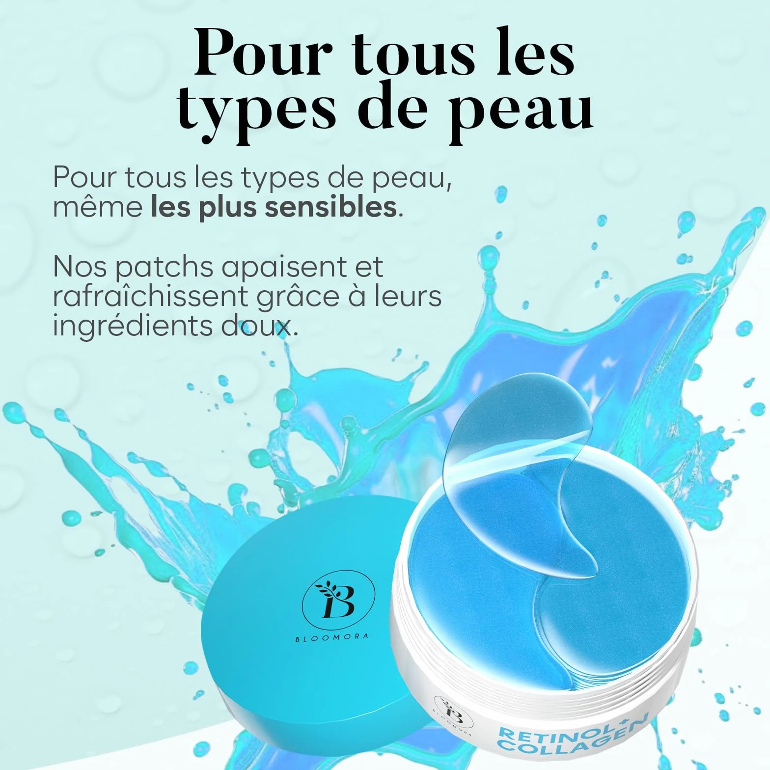 BLOOMORA Patch Yeux Anti Cernes avec Rétinol et Collagène, Masque Yeux éclaircissant Hydratation (30 paires)