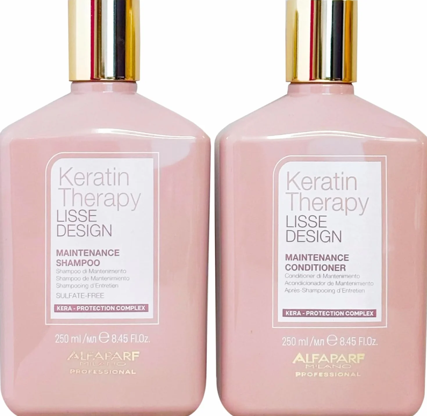 Alfaparf Lisse Motif Keratin Therapy Kit de Maintenance Shampooing Revitalisant 2 x 250 ml