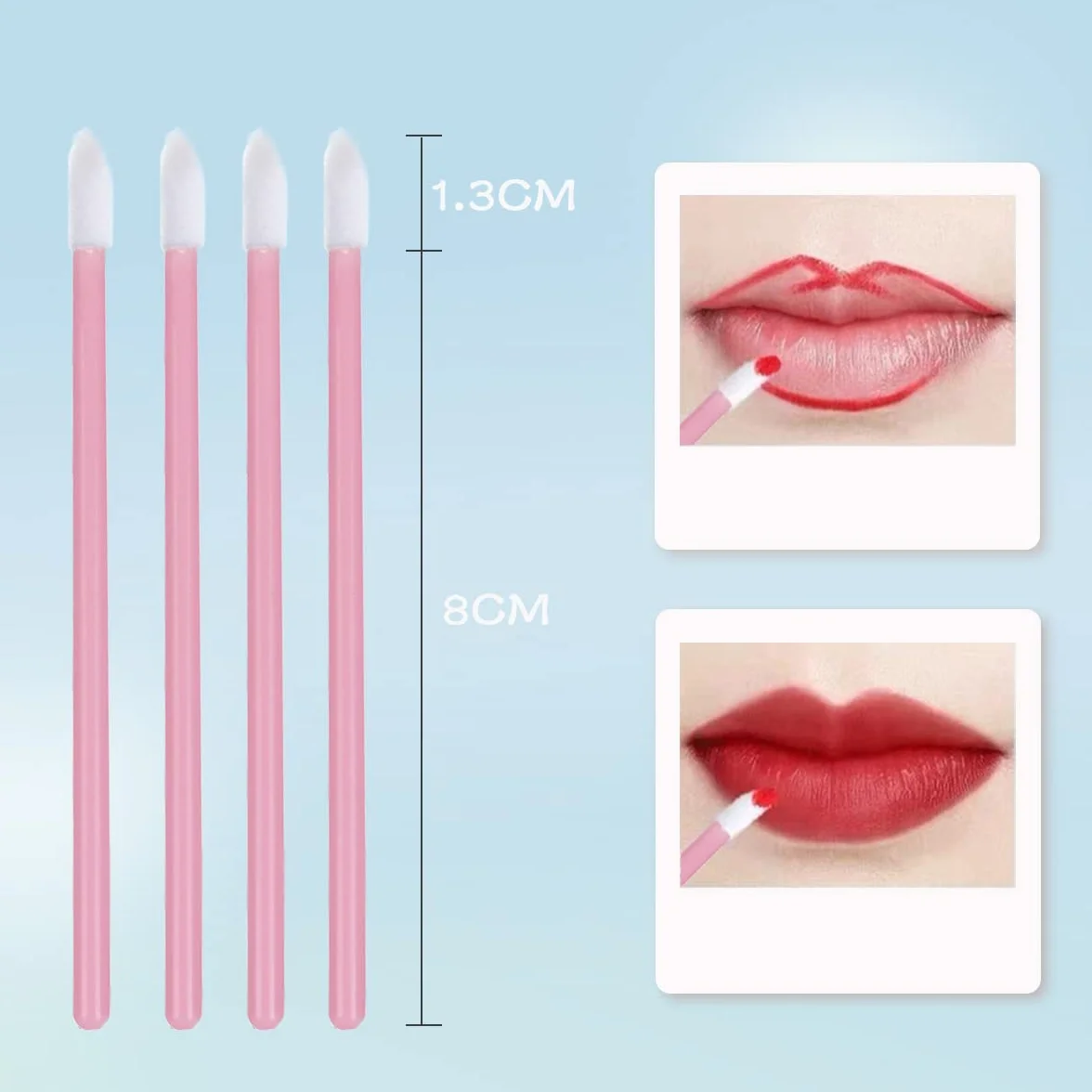 Pinceau à lèvres jetable 100 pièces, Applicateur de Maquillage pour Rouge à lèvres