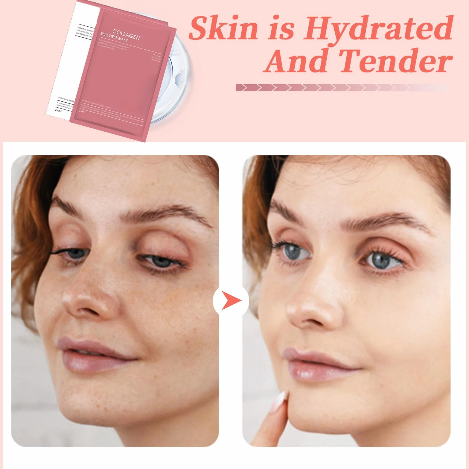 Masque Collagène Visage Bio Anti-Âge 8 Pièces Réduction des Pores