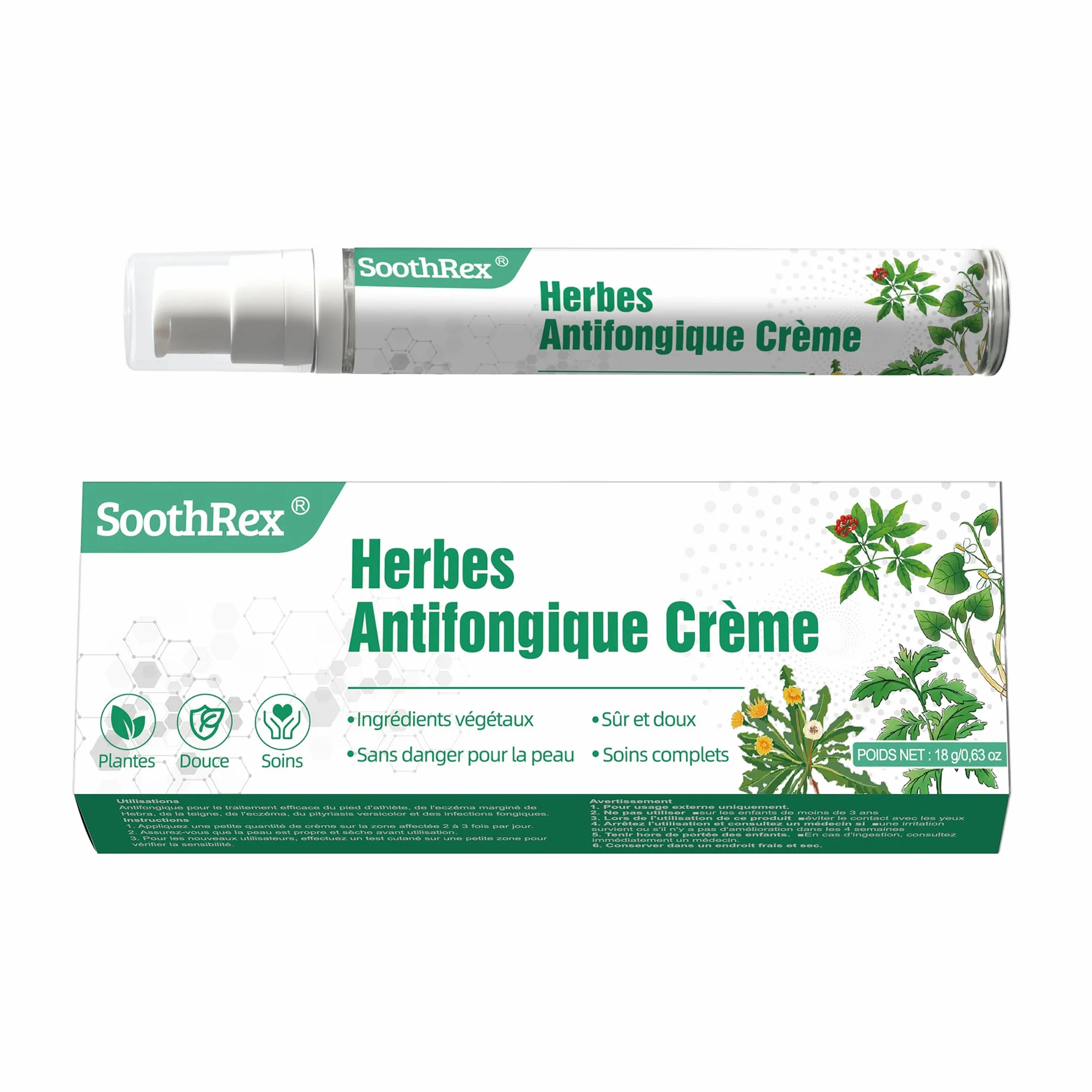 Crème antifongique à base de plantes pour pied d'athlète, teigne, eczéma marginé de Hebra