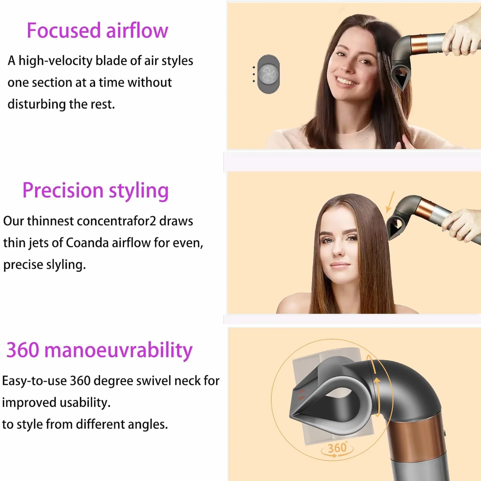 Buse de précision pour Dyson Airwrap HS01/HS05 styling lame concentrateur