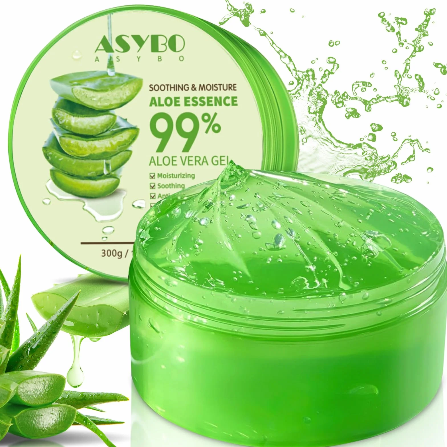 Aloe Vera Gel 300 ml 99% Hydratant Visage et Corps Peaux Sèches Crème Naturelle