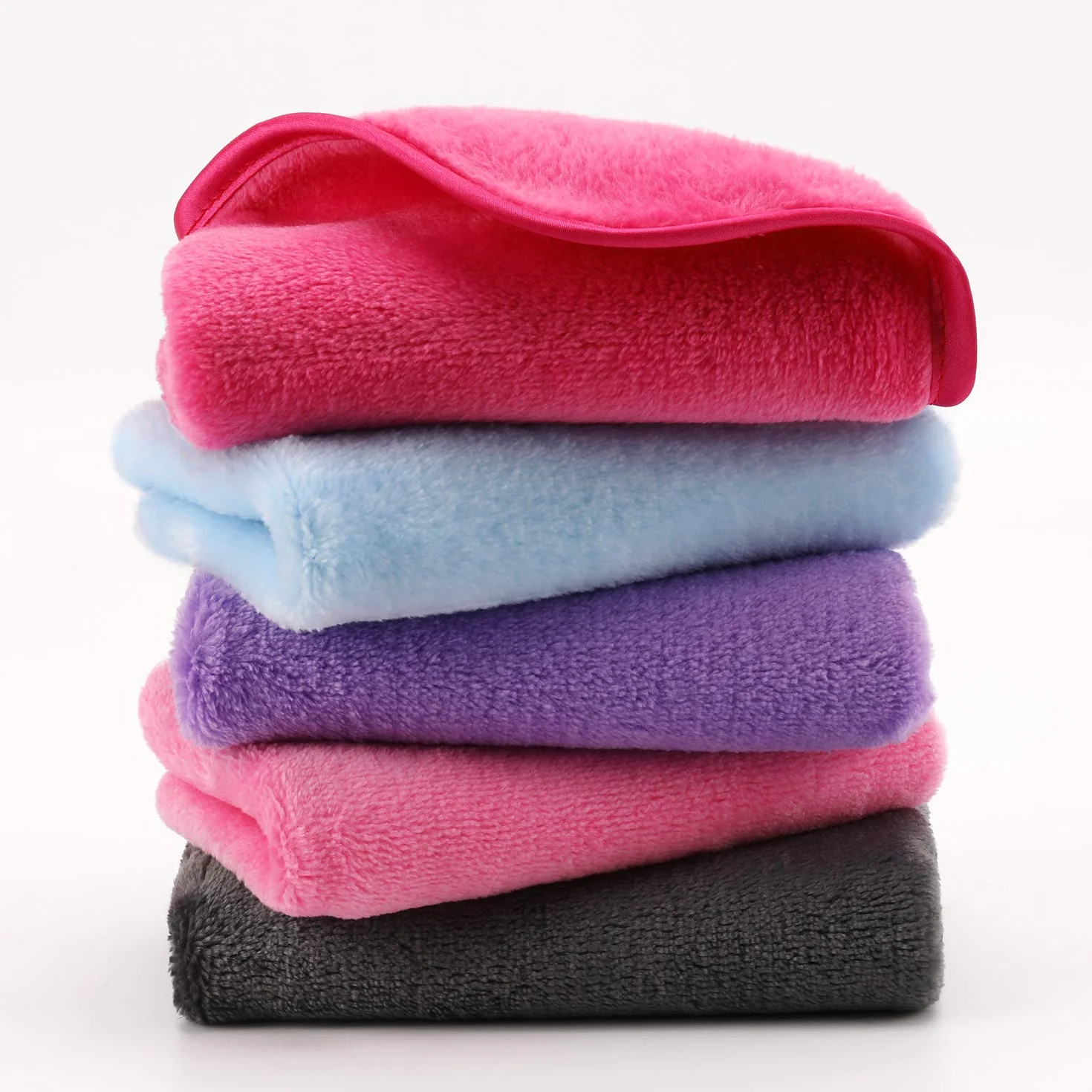 Chiffon Démaquillant Réutilisable en Microfibre, 5 Pièces, Tampons de Visage Lavables et Absorbants