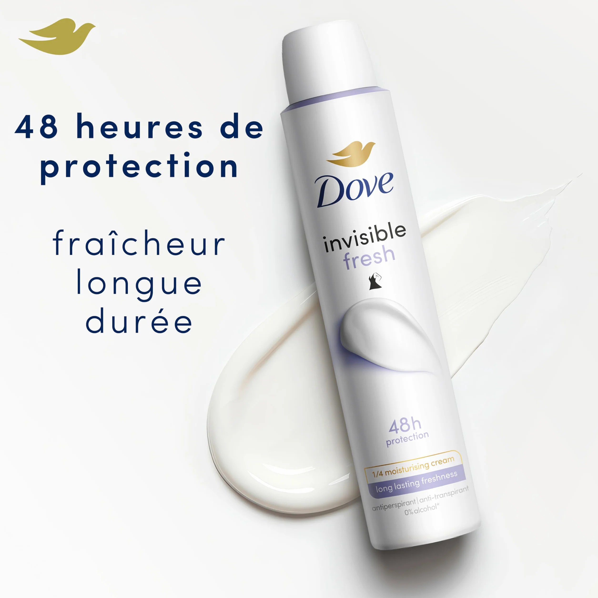DOVE Déodorant Spray Anti-Transpirant - Invisible Fresh - Protection 48H contre la transpiration - Contient 1/4 de crème hydratante - 200ml