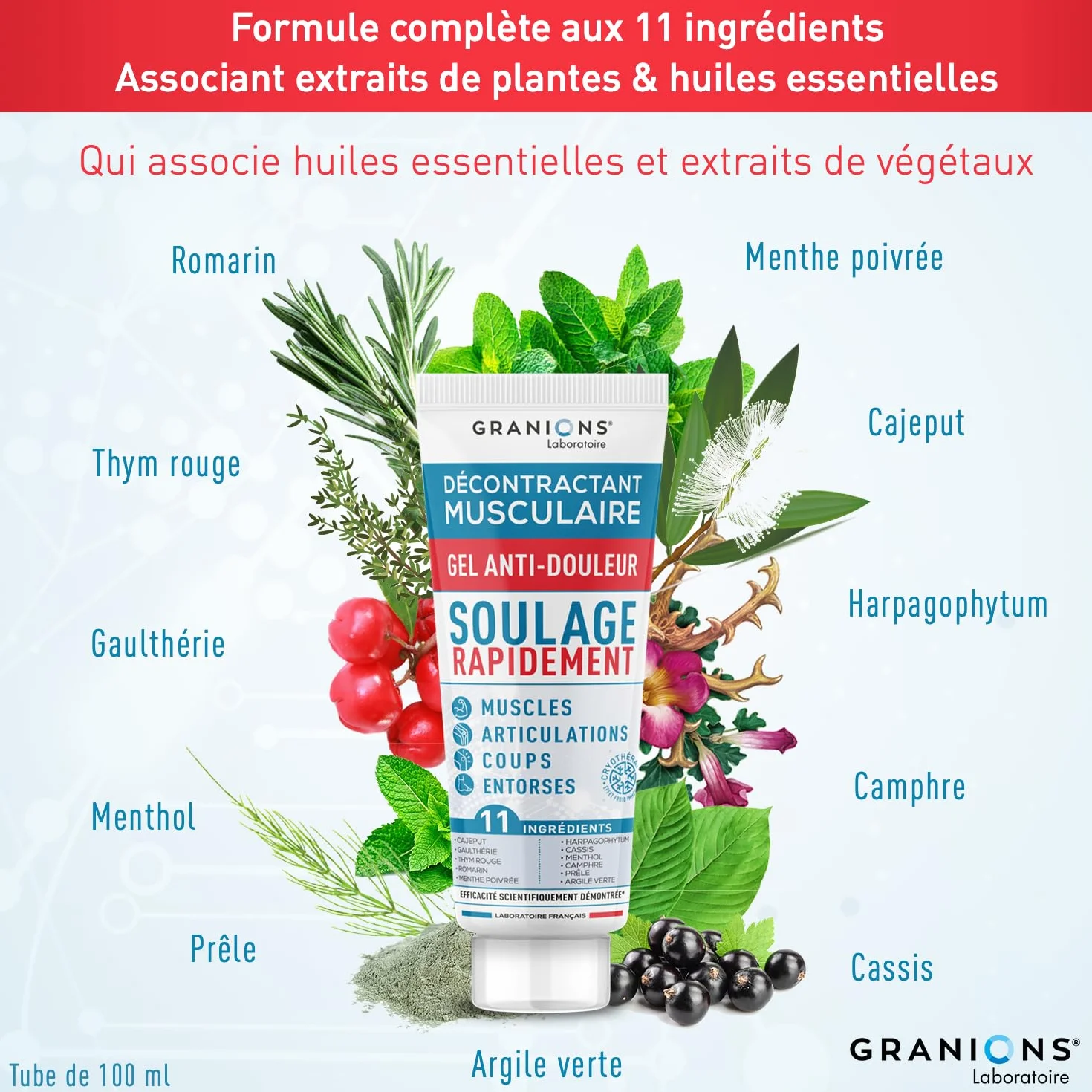 GRANIONS Décontractant Musculaire Gel Anti-Douleur 100 ml Cryothérapie