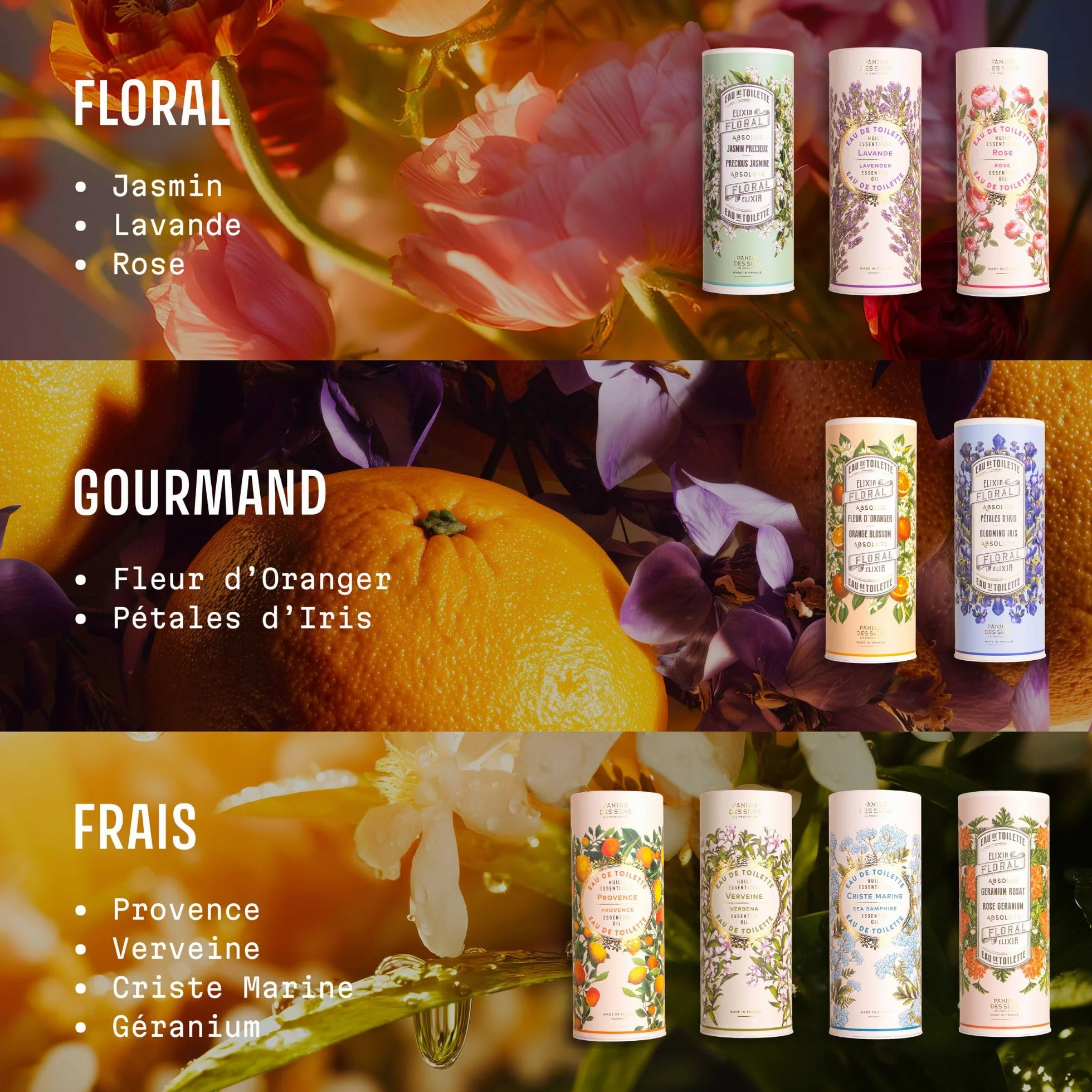 Eau de Toilette Fleur d’Oranger 50ml - Parfum Fleur d’Oranger Femme Floral, Doux et Lumineux - Notes de Mandarine & Vanille - Fabriqué en Provence - Panier des Sens