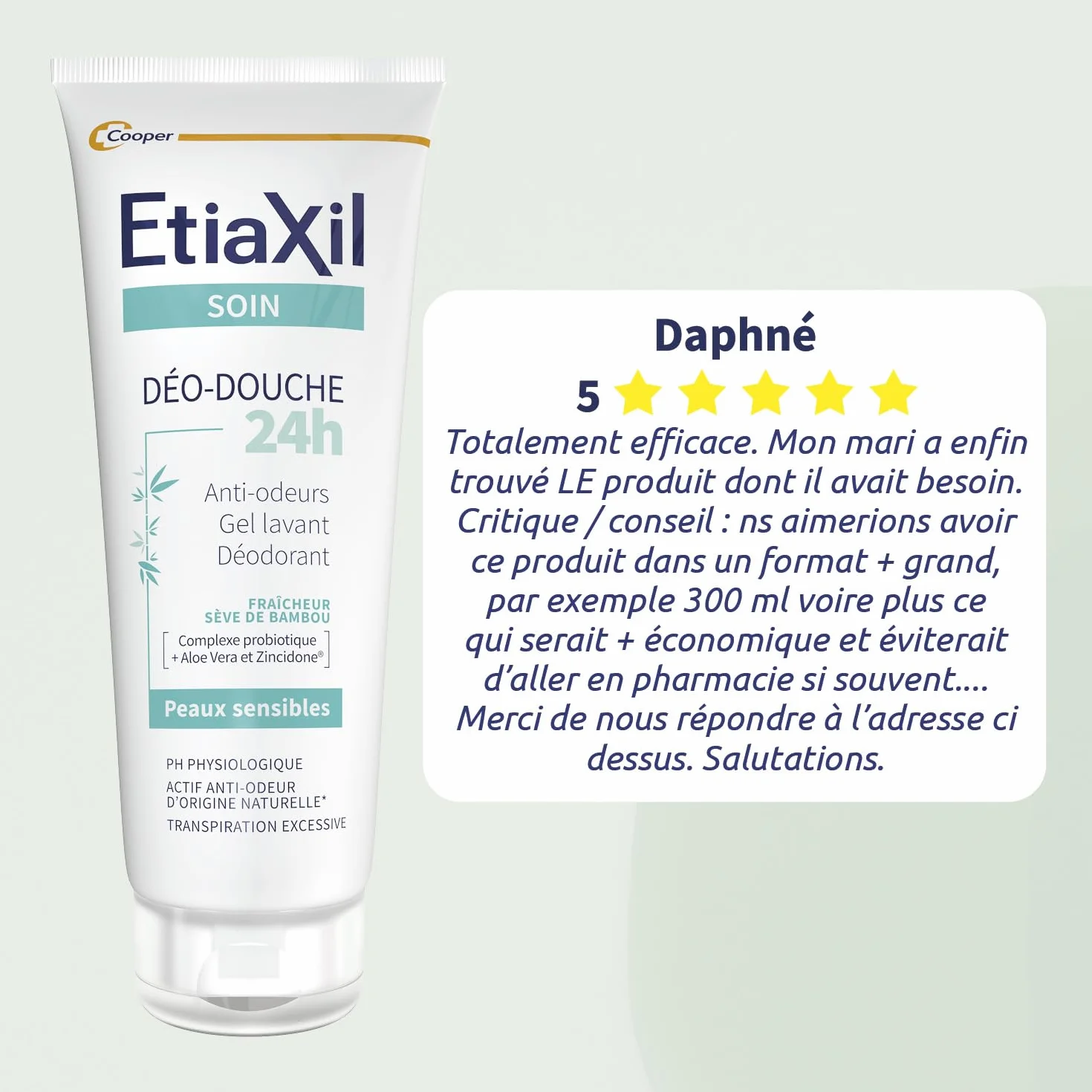 ETIAXIL Déo-Douche Gel Douche Transpiration Excessive Corps Peaux Sensibles 200 ml