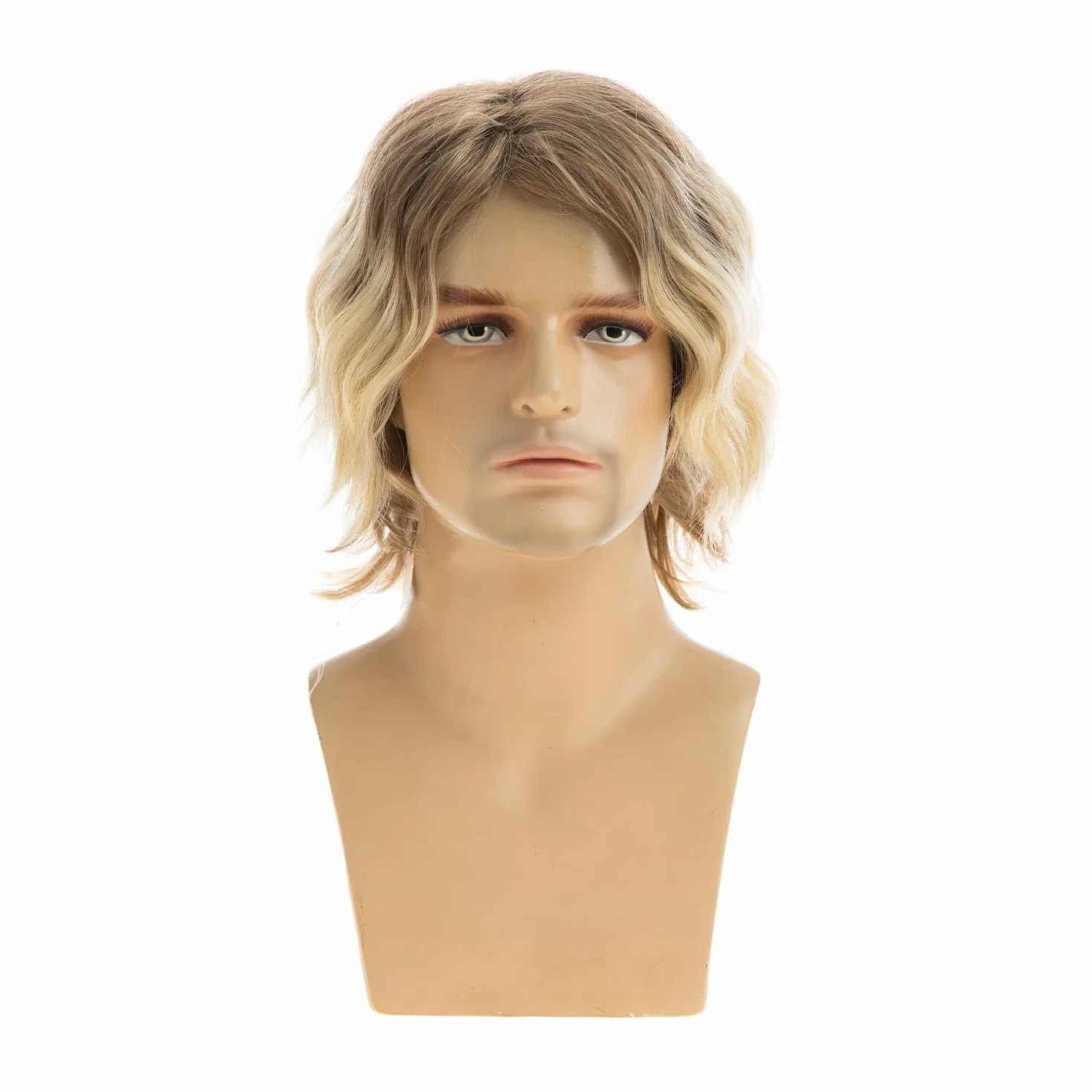 Perruque Blondes Courtes Hommes Cheveux Bouclés Naturels Synthétiques Moelleuses