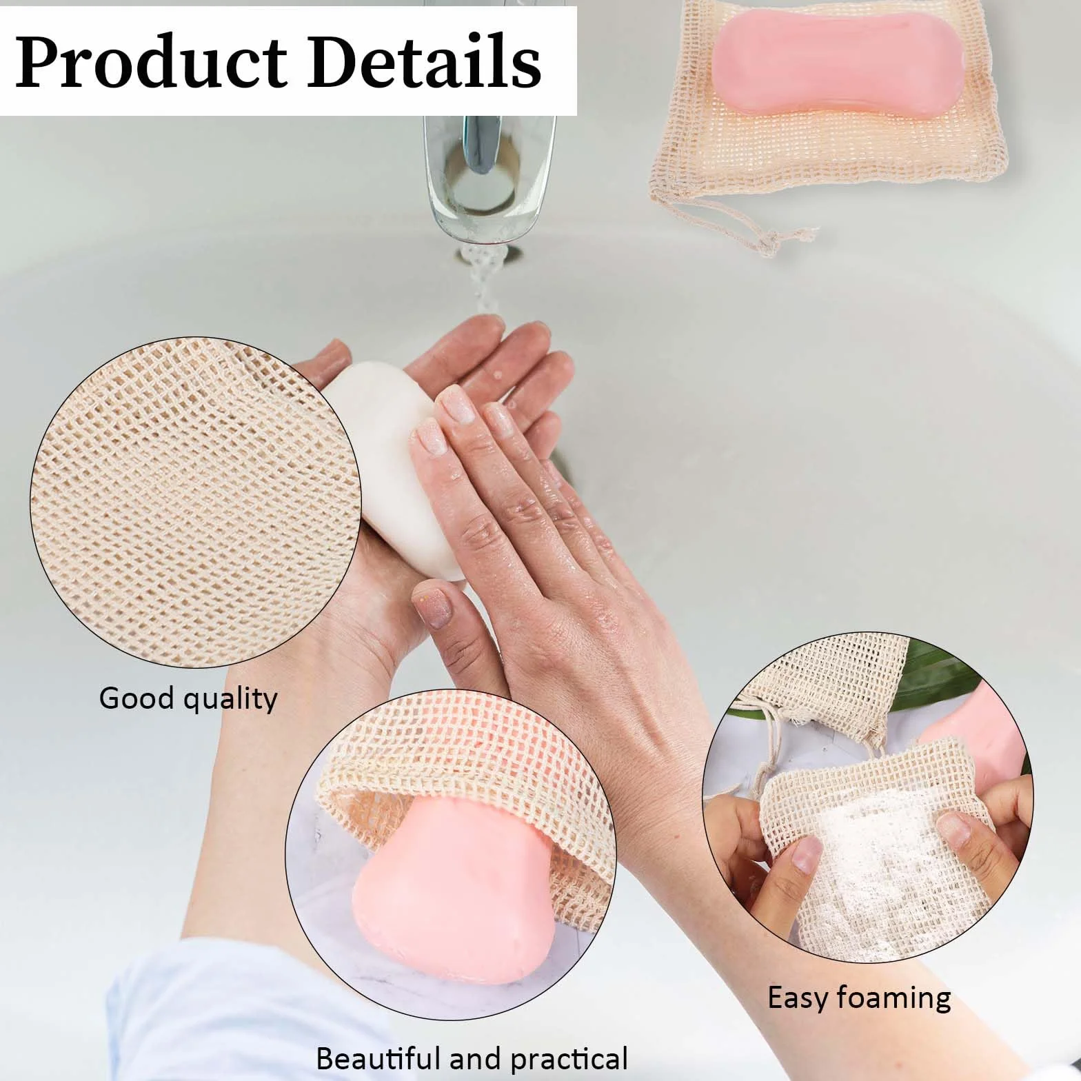 Giantree sacs à savon 10 pièces filet à savon pour shampoing solide durable