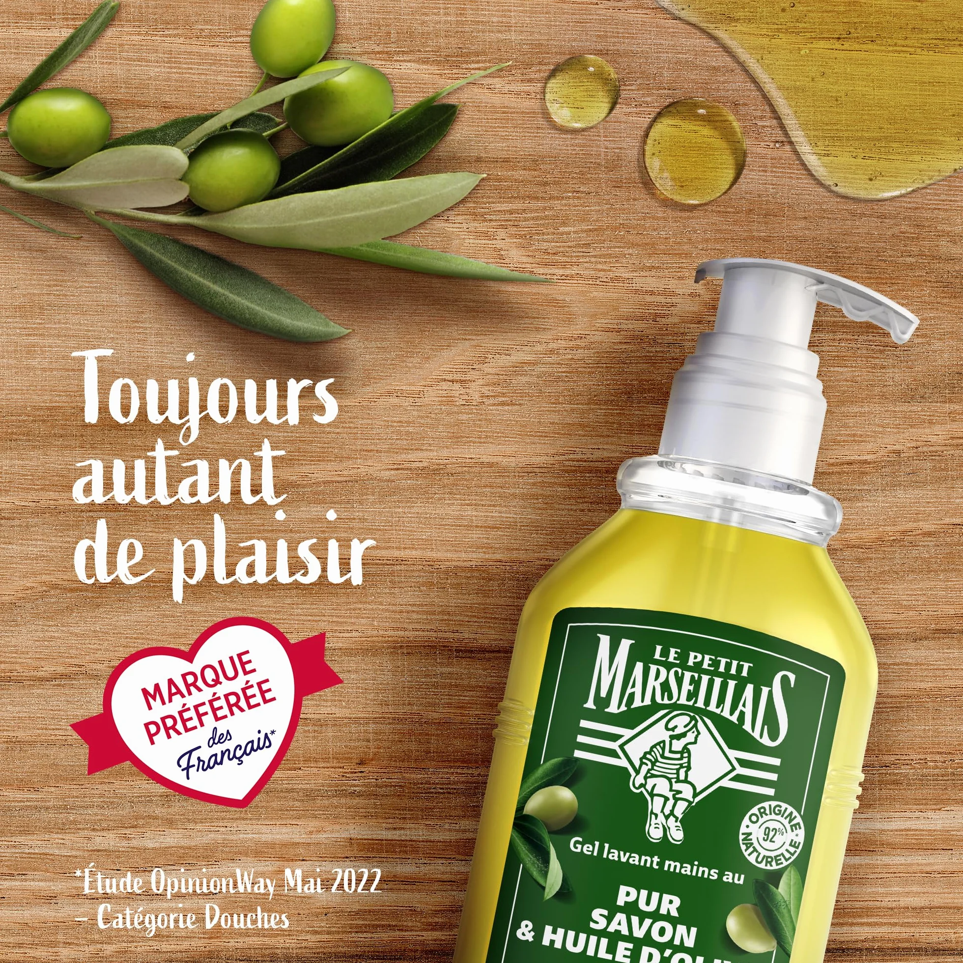 Le Petit Marseillais Recharge Gel Lavant Mains Pur Savon & Huile d'Olive 250 ml Savon Liquide pH Neutre