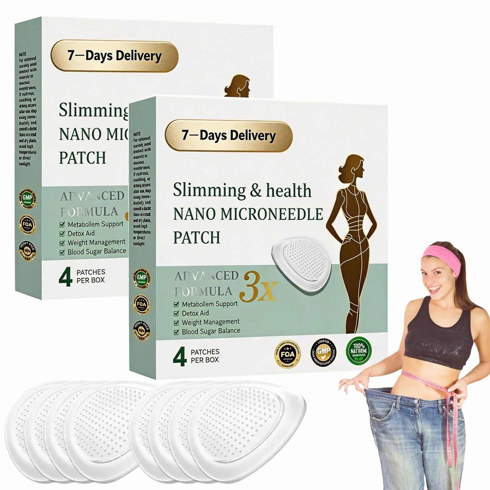 Patch Nano Microneedle Minceur, Patchs Minceurs, Dispositifs Minceur pour le Corps, Ingrédients Naturels, Invisible, Idéal pour Homme et Femme,2 boîtes
