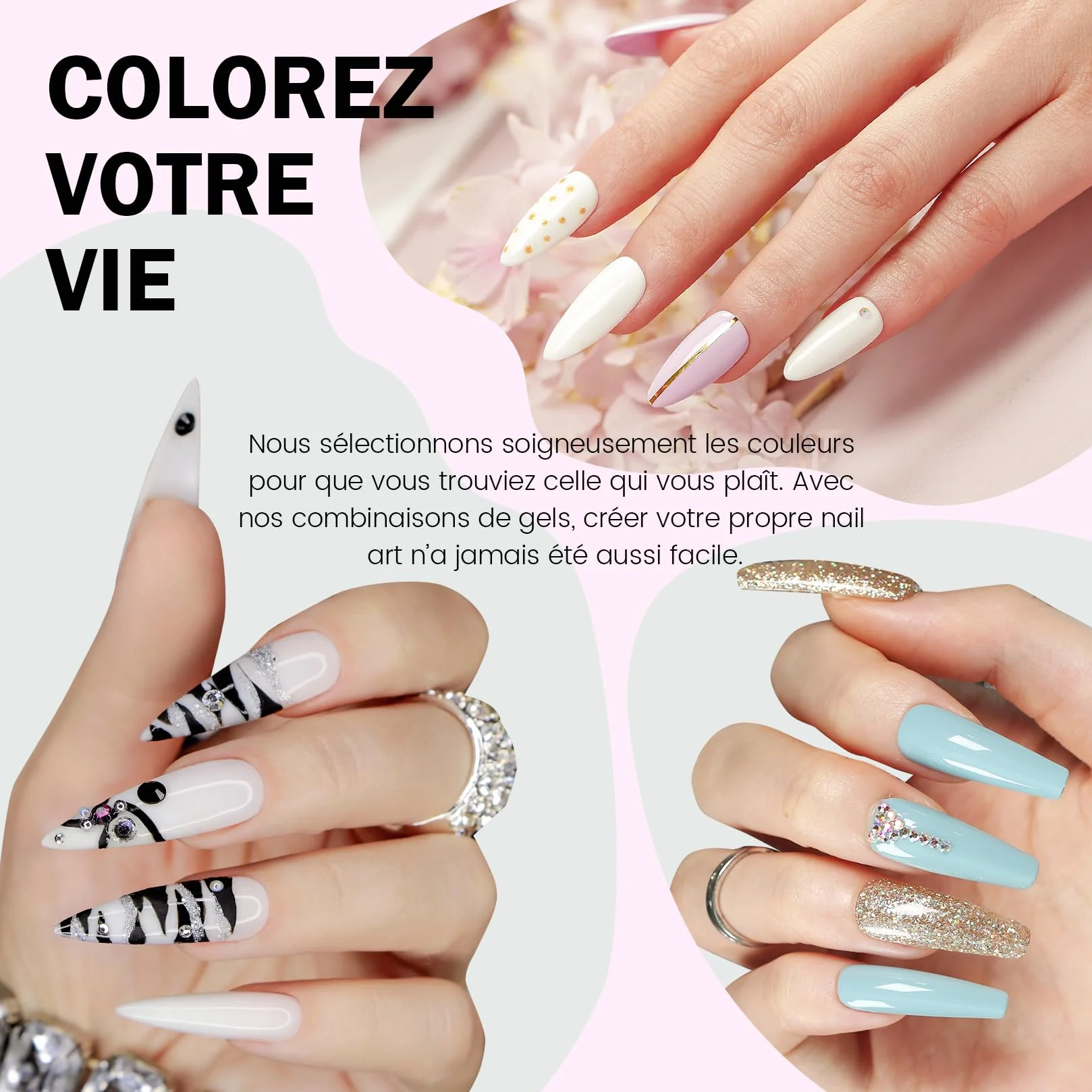 Phoenixy Kit Ongle Gel U V Complet, 60 Couleurs Kit Vernis Semi Permanent avec 48W Lampe à Ongles U V/LED Base et Top Coat Kit de Manucure Cadeaux pour Femmes