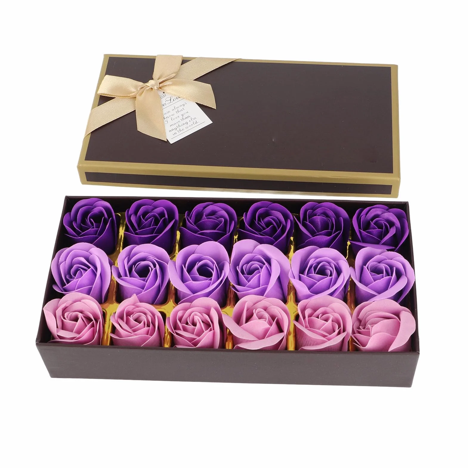 Coffret Cadeau Romantique Savon Rose Dégradé Violet Fait à la Main 18 Fleurs de Jouet