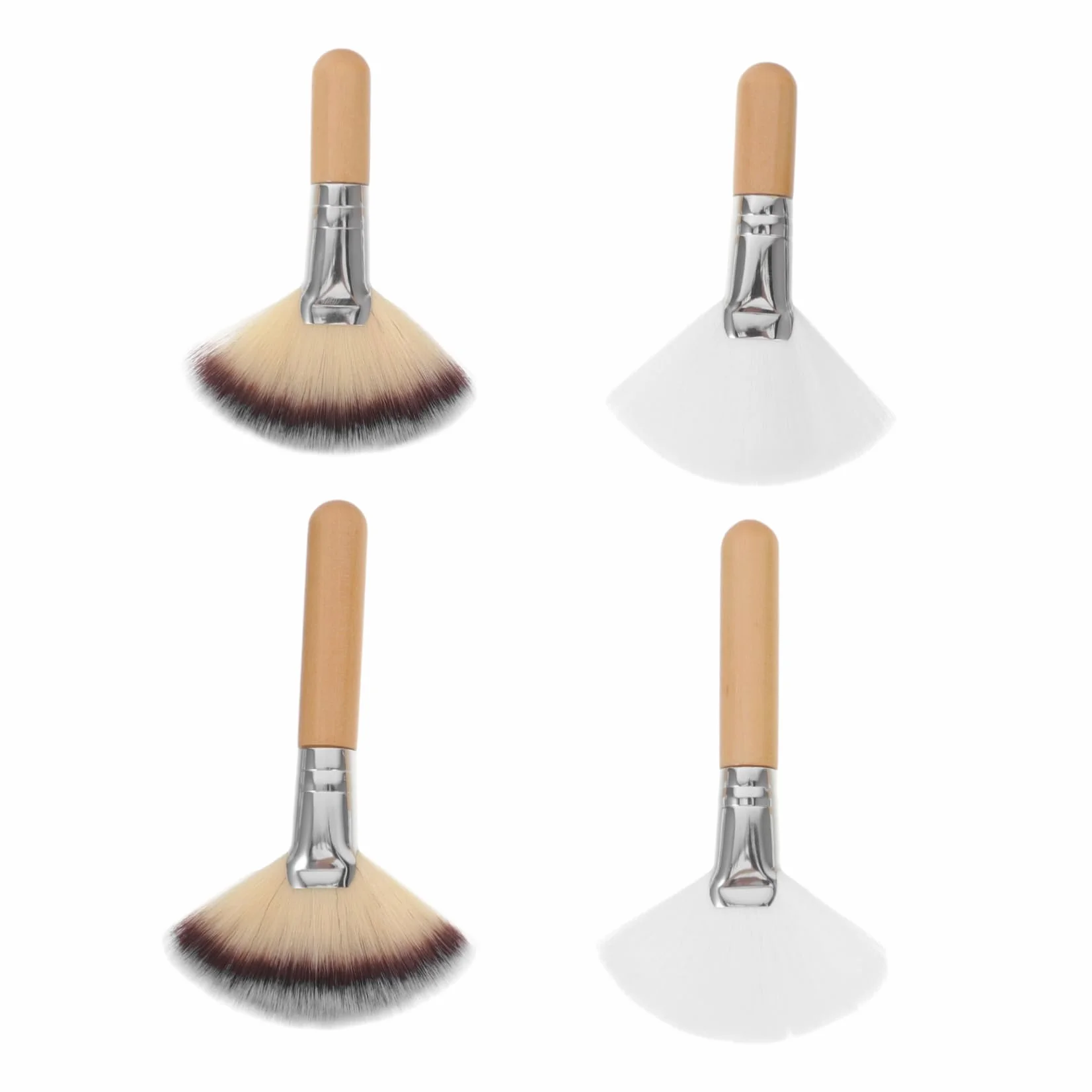 Housoutil 20 Pièces pinceau de maquillage pinceau poudre pinceau de maquillage à manche court éventail pour surligneur pinceaux maquillages ventilateur Visage