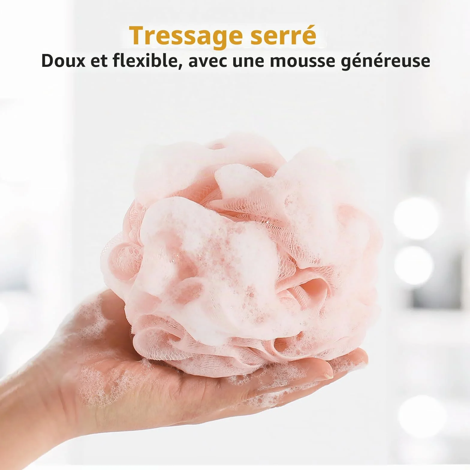 Lot de 6 Éponge de Douche Douce Durable Fleur Lavable Maille Massage Corps Nettoyage Exfoliation avec Crochet