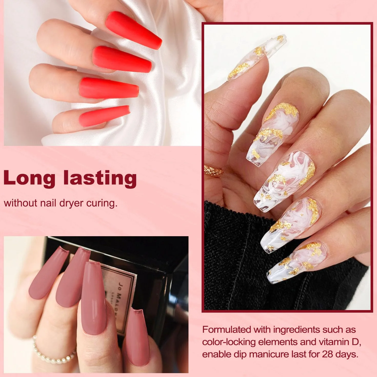 Lavender Violets 6 Couleurs Acrylique Trempage Poudre Système French Nail Art Dip Powder Manucure 2 En 1 Base, Activateur De Vernis De Finition
