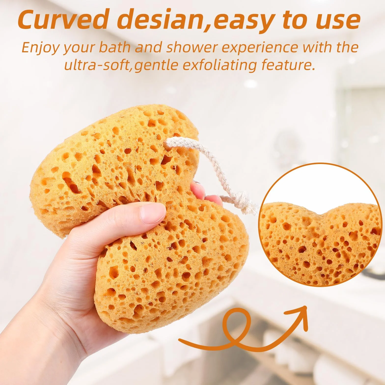 Éponges de bain naturelles exfoliantes en nid d'abeille, lot de 2, ultra douces pour peaux sèches
