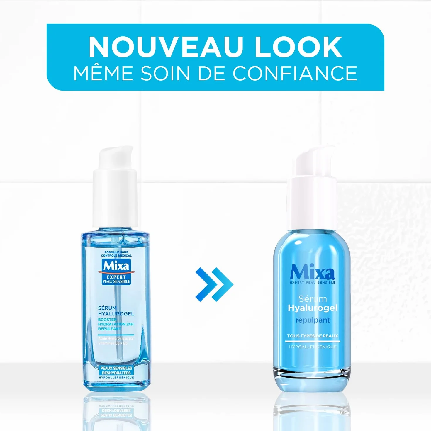 MIXA Sérum Booster d'Hydratation Intense 24H Acide Hyaluronique Pur Vitamines B3 B5 Peaux Déshydratées Sensibles 30ml