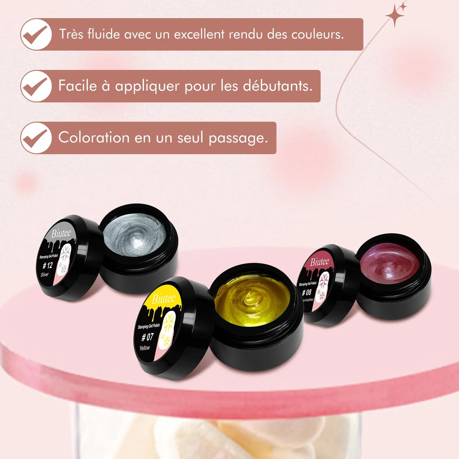 Biutee Vernis en Gel, 12 Farben UV Nagellack 8ml Gel de Stamping Nagellack Nail