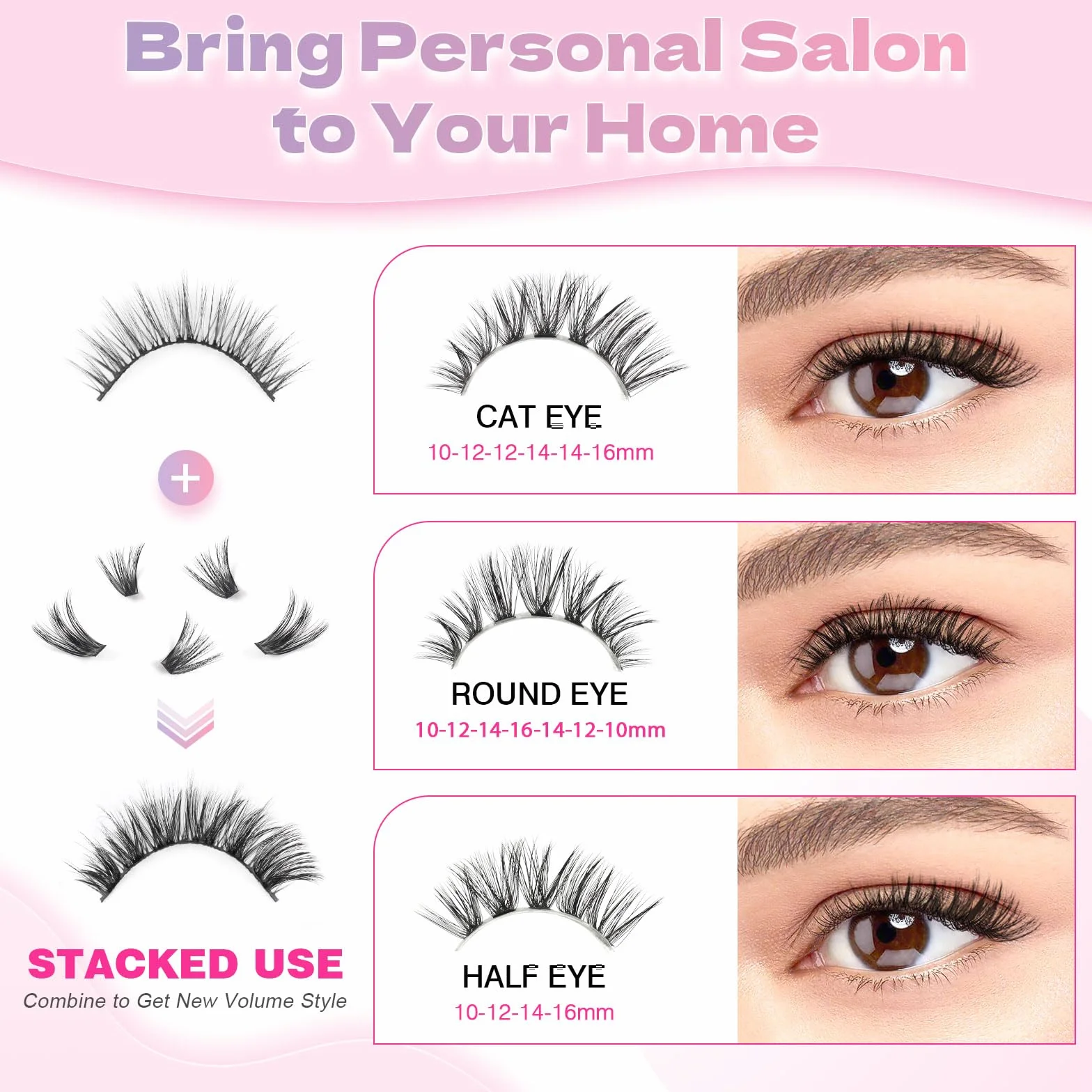Glowing Win Faux Cils Individuel Kit 60D Extension de Cils Professionnel avec Colle de Cils Bouquet DIY Cluster Lashes