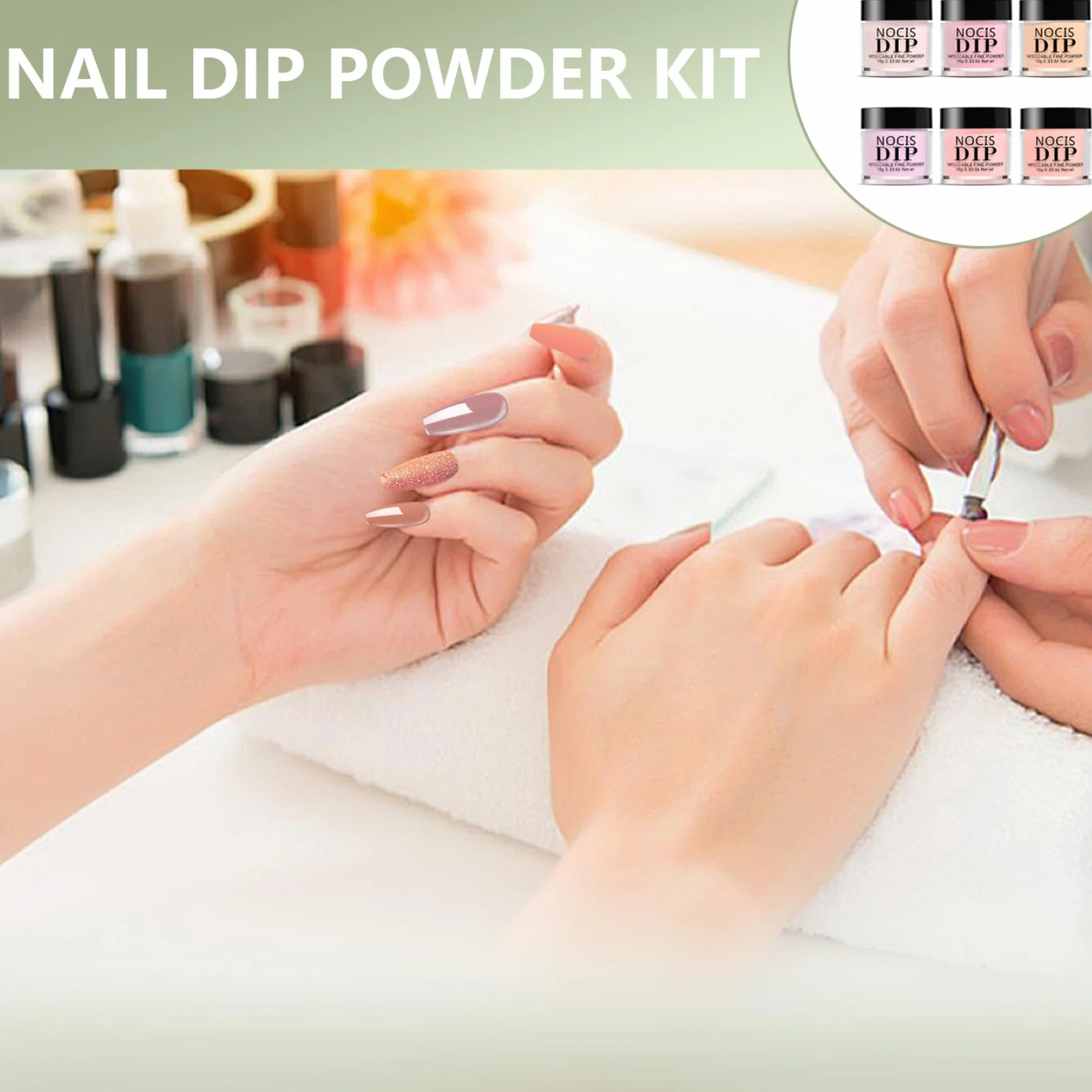 Kit de poudre de trempage pour ongles 6 couleurs translucide manucure française bricolage