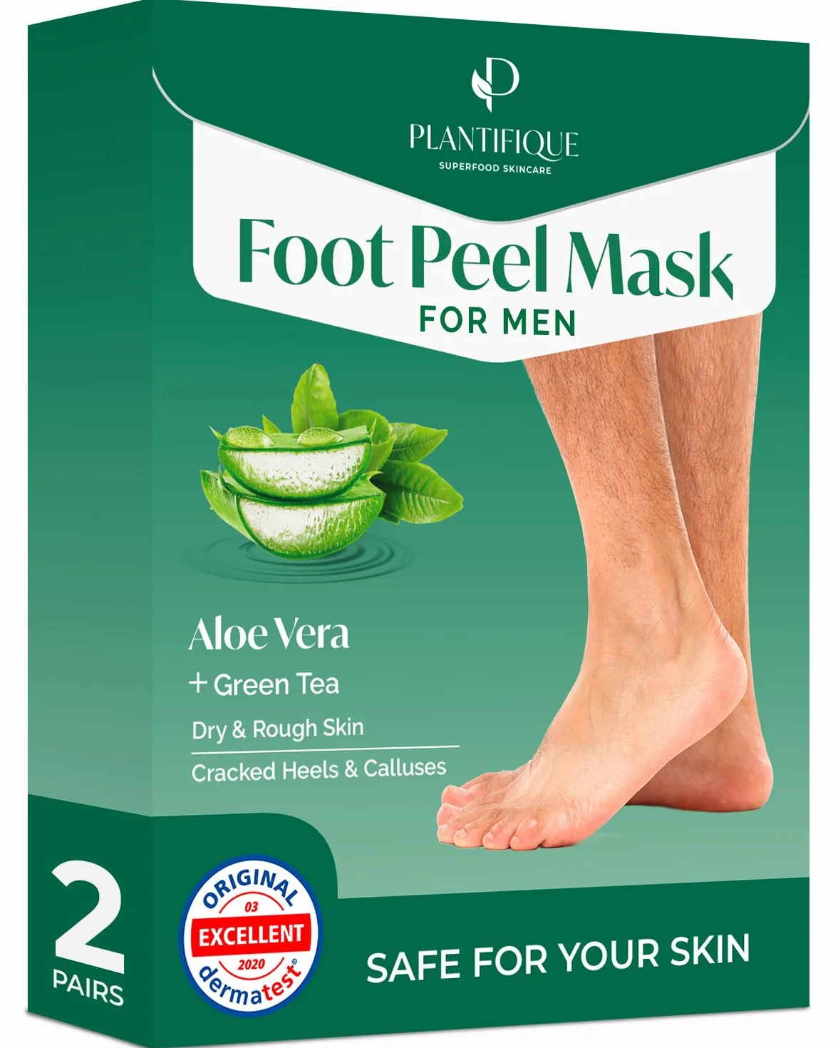 PLANTIFIQUE Masque Pied Peeling Hommes 2 Paires Chaussette Exfoliante Pieds très Secs et Abîmés Gommage Callus Soin Peau Morte
