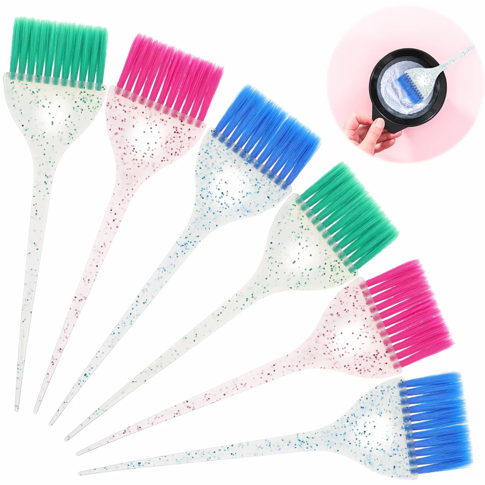 TIESOME Lot de 6 pinceaux de teinture capillaire applicateur de précision, coloration, coiffure, usage domestique et professionnel, outils de coiffure