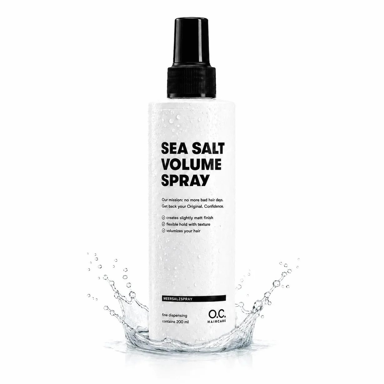 O.C. Haircare Sea Salt Spray - 200 ml - Spray au sel de mer pour cheveux - Booster de volume pour une sensation de cheveux plus complète avec une forte tenue - 100% végétalien et fabriqué en