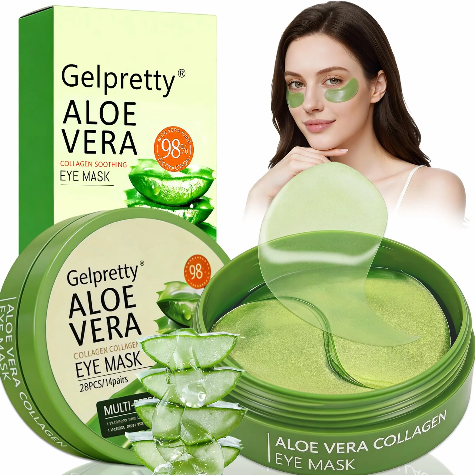 Aloe Vera Patchs Yeux 60 Pièces Anti Cernes Masque Collagène Contour des Yeux